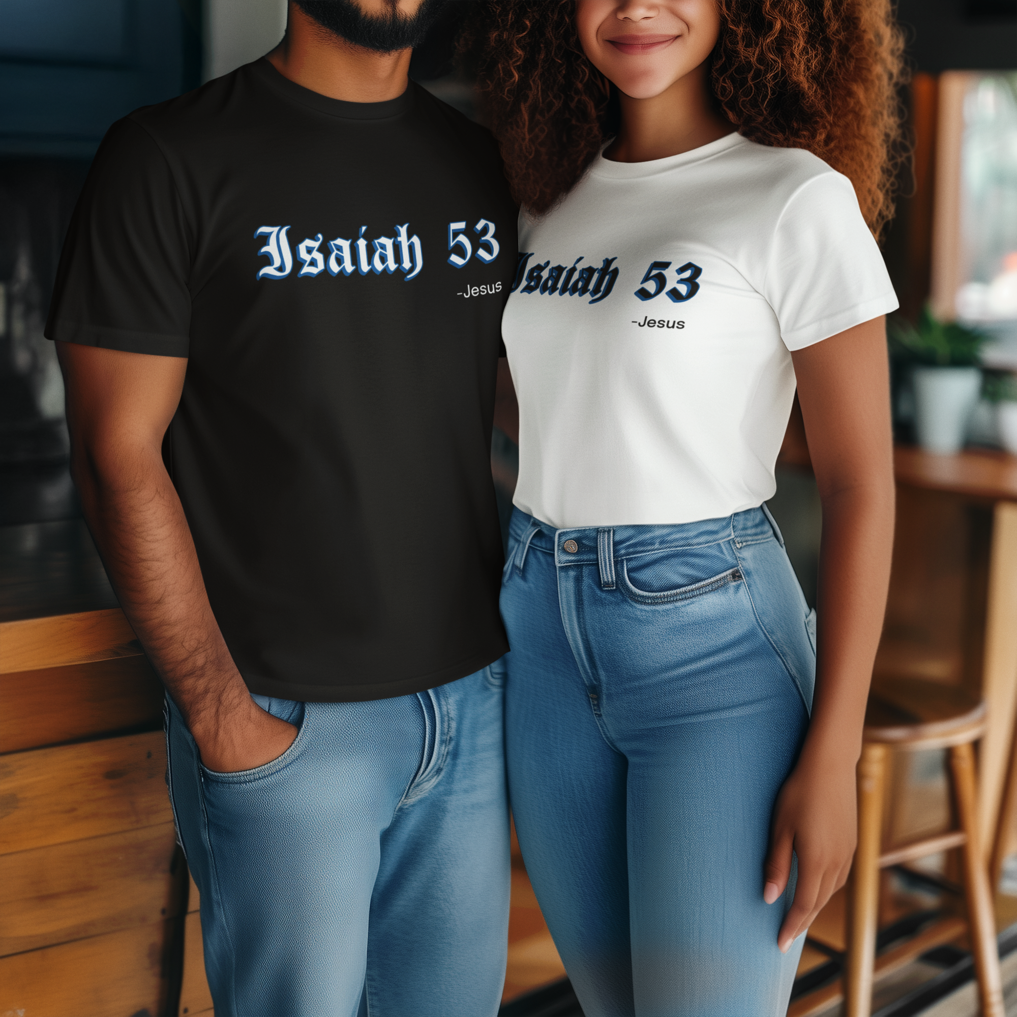 Bible Verse Unisex T-shirt - Isaah 53 Design - Jesus - black font