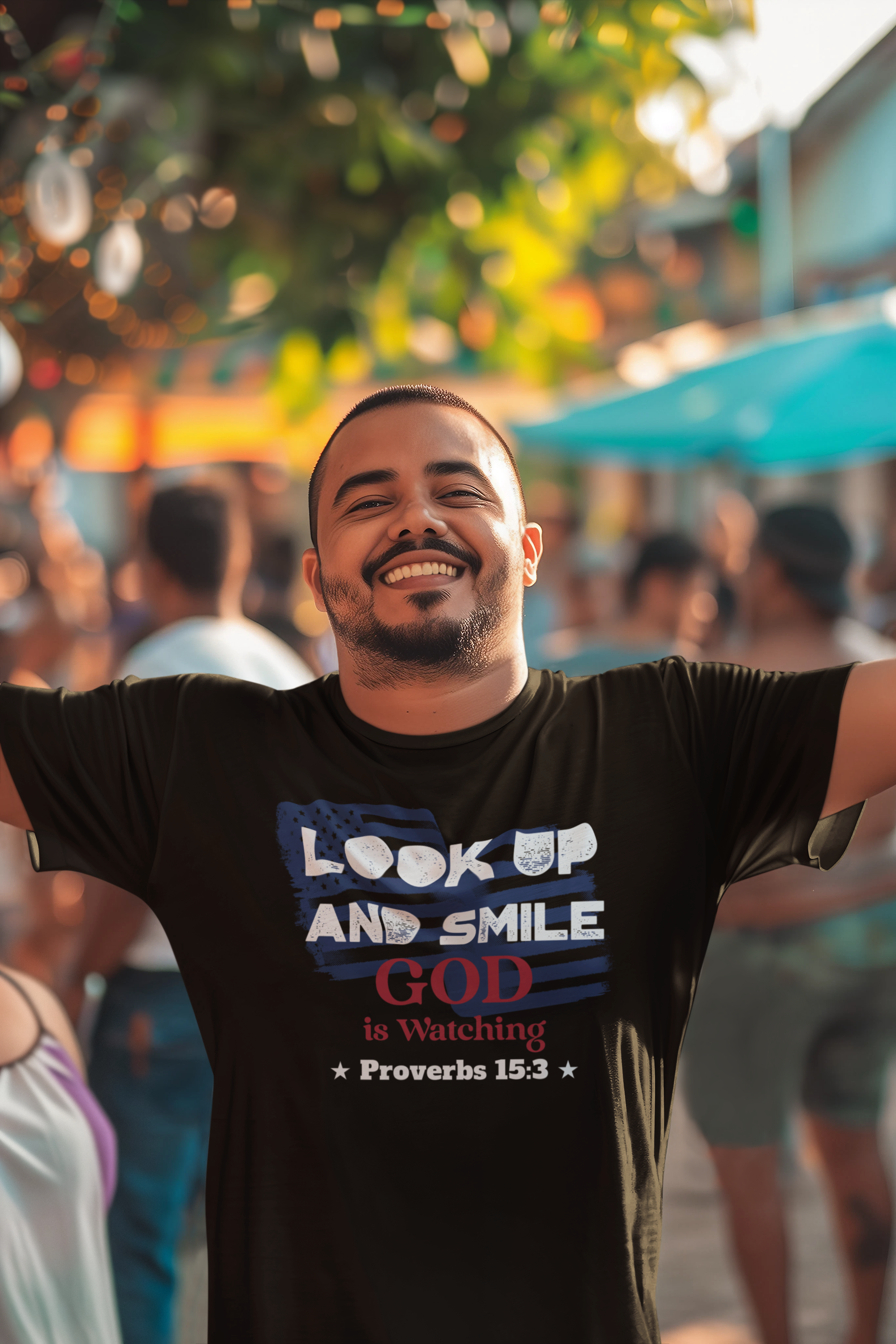 Look Up and Smile – A Reminder from Proverbs 15:3 That God Sees You - Unisex T-shirt