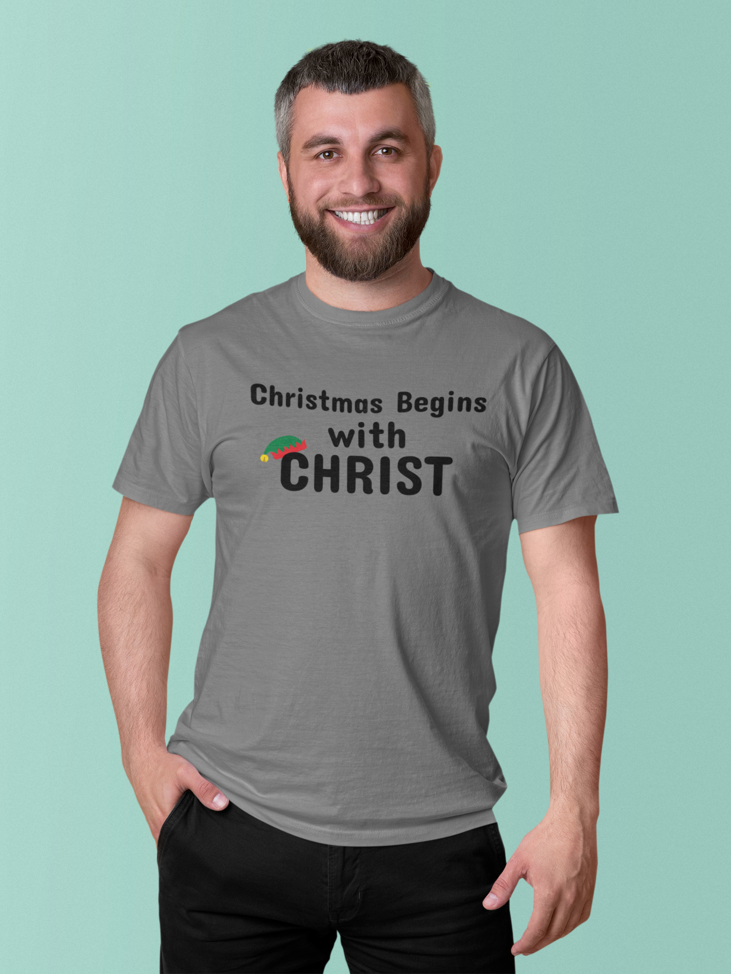 Christmas begins with Christ - Christian UNISEX tshirt - Church- Worship - Birthday - Family