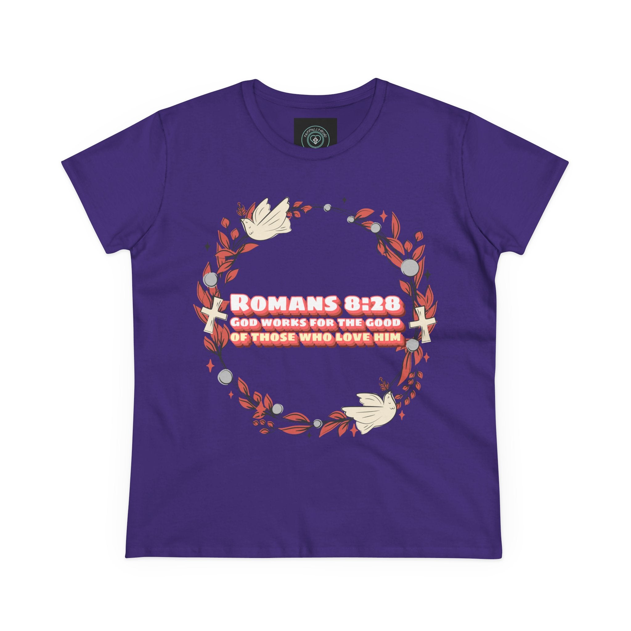 Romans 828 Jesus Women's Tee, Casual Faith Shirt, Everyday Affirmation Top, God works for the good graphic Tee, Gift for Her