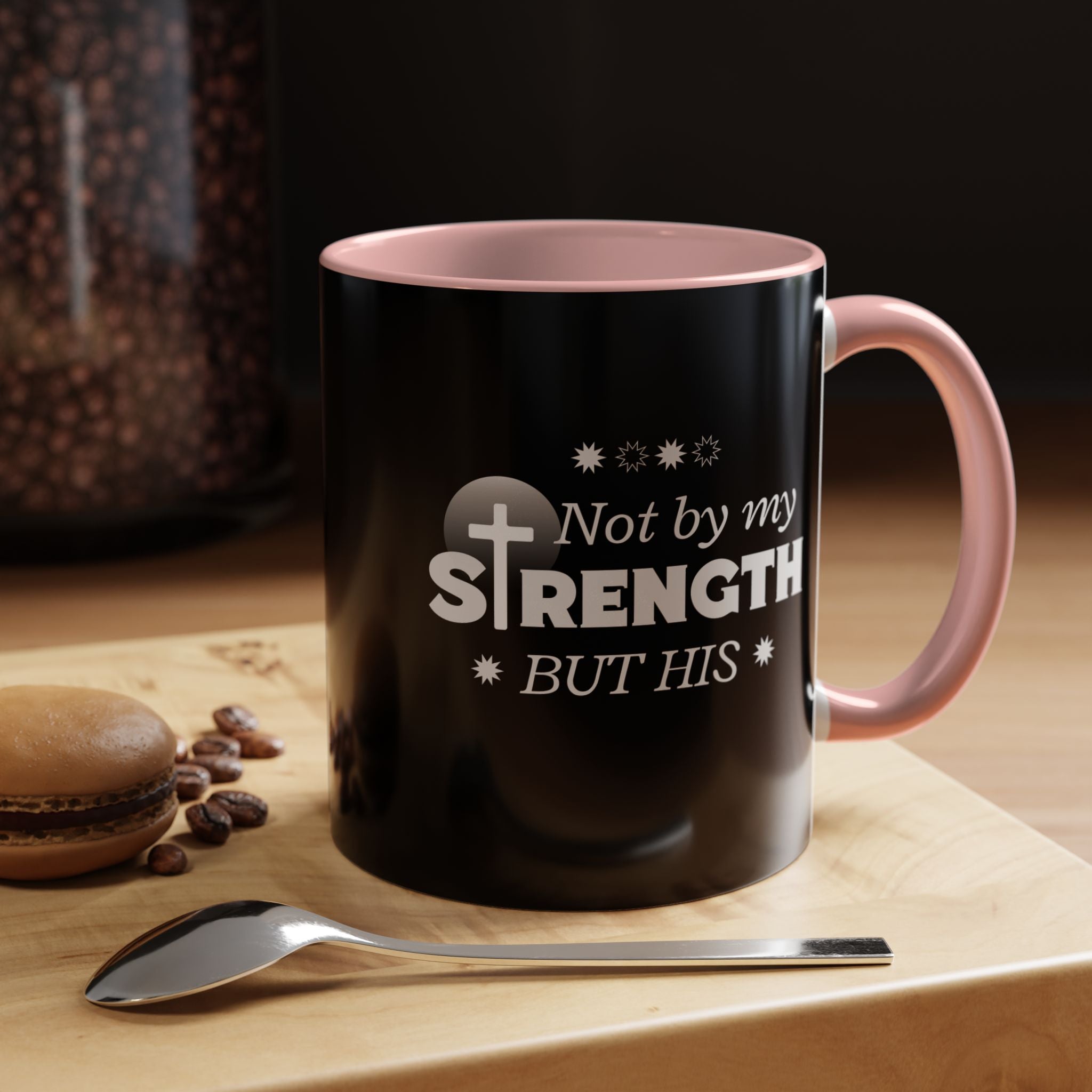 Not by My Strength but His – Christian Ceramic Mug – Faith-Based Coffee Cup for Women & Men - Faithfully Hecho