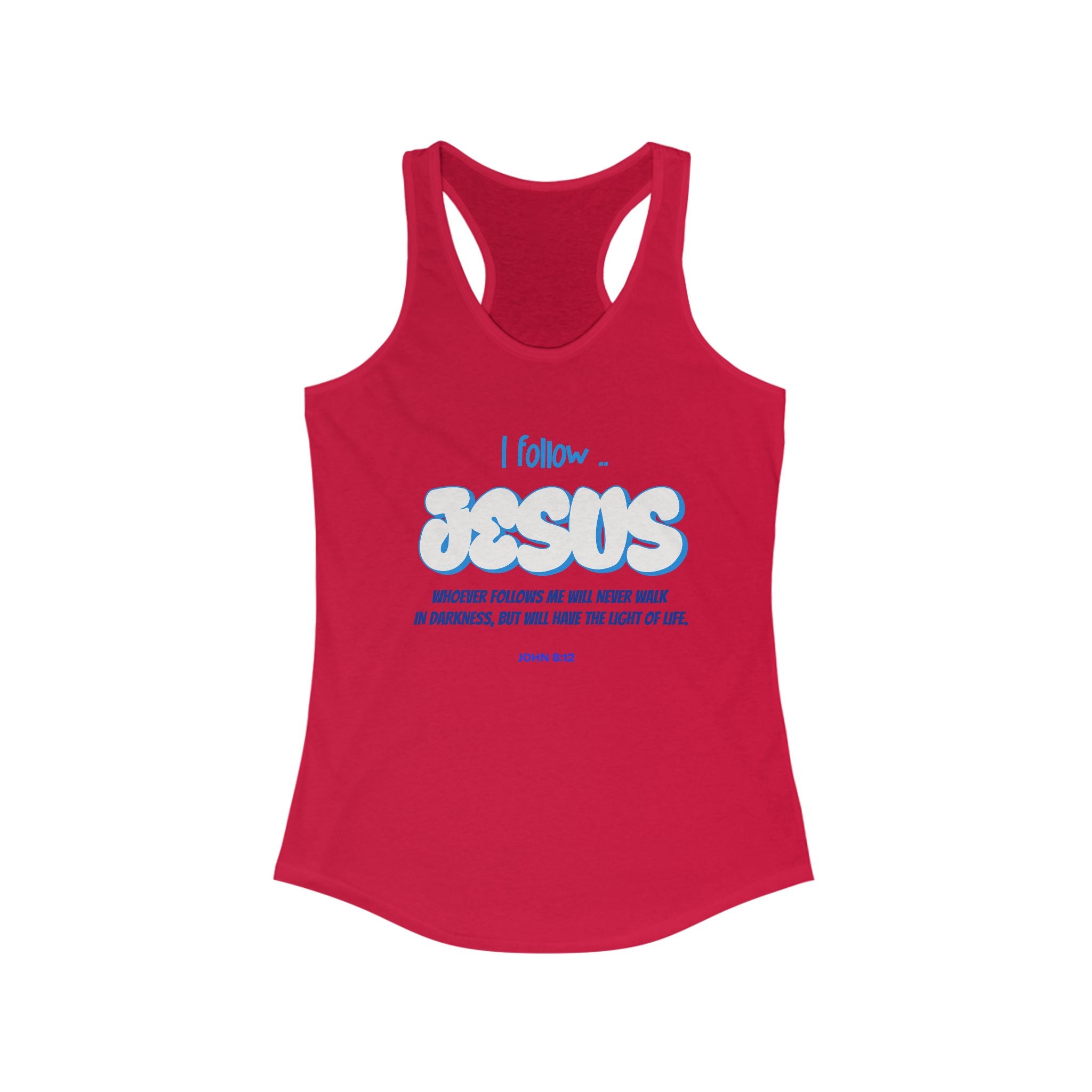 Workout Tank Top | Christian Gym Wear Follow Jesus Bible Verse | Women's Racerback, Biblical Quote Top