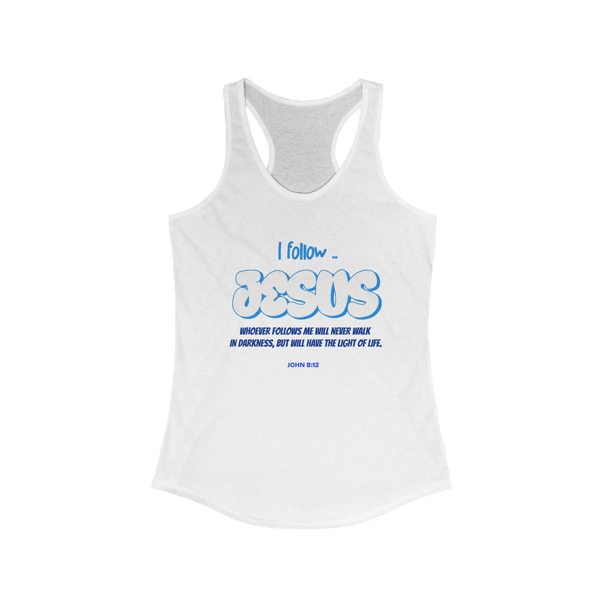 Workout Tank Top | Christian Gym Wear Follow Jesus Bible Verse | Women's Racerback, Biblical Quote Top