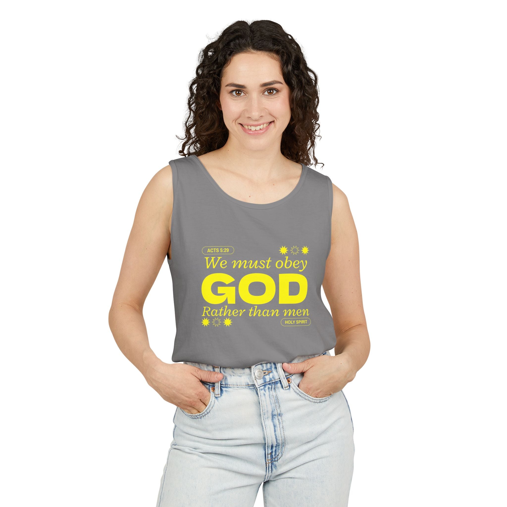 Faith-Inspired Tank Top, We must Obey God, Summer Essential, Religious Gift, Casual Wear, Christian Apparel