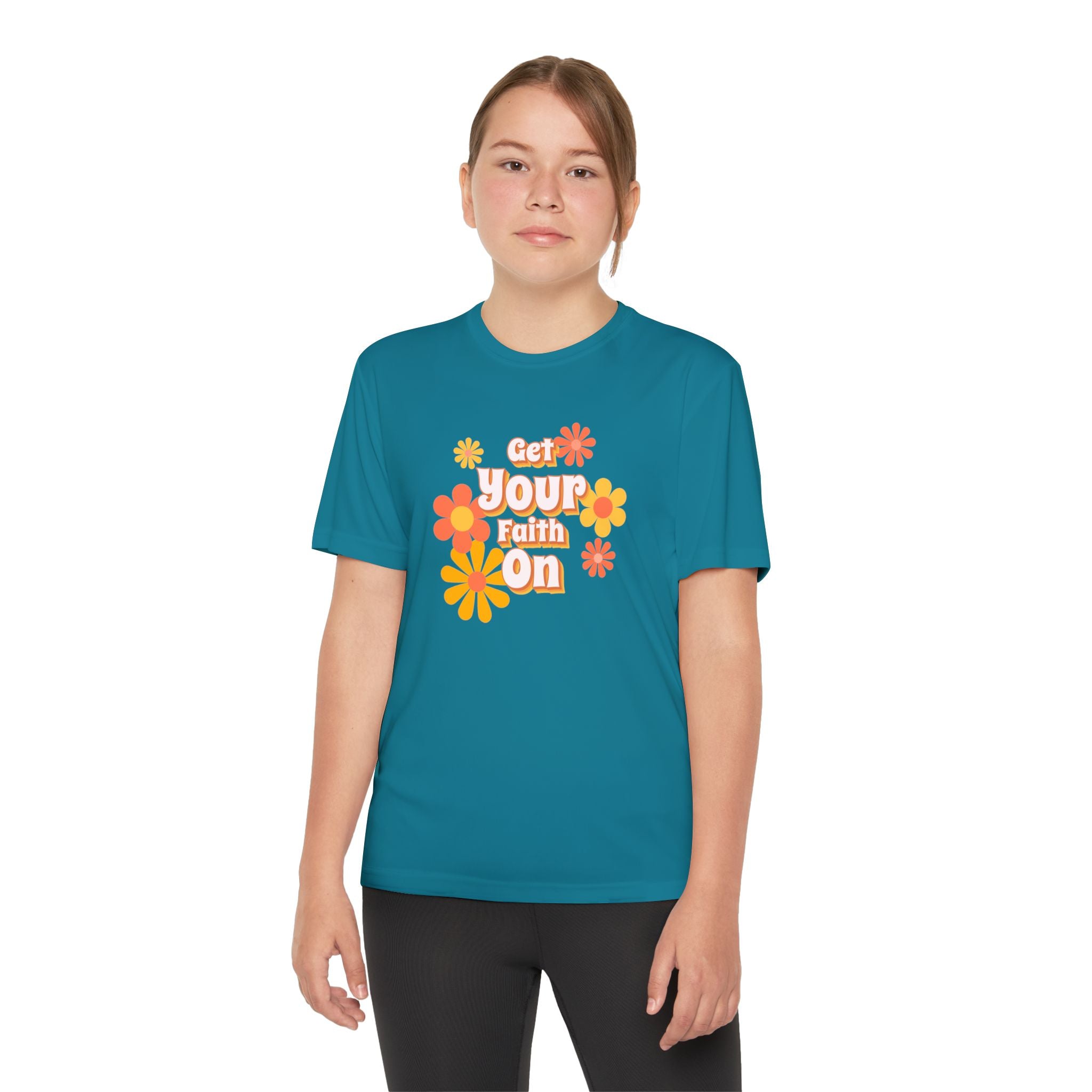 Get you Faith On - Youth Girl Competitor Tee, Inspirational Youth Family T-Shirt, Motivational Sports Tee,  Gift for Young Girls, Encouragement Top