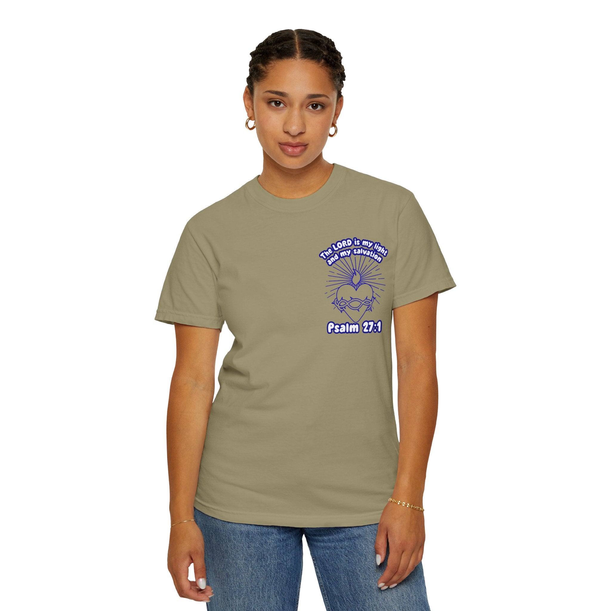 Christian Cross Unisex Tee - The Lord is my Light and my Salvation Design