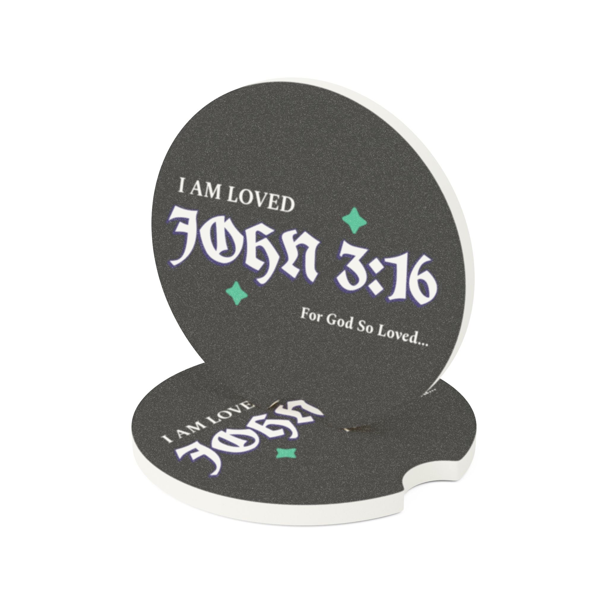 Inspirational Car Coaster, John 3:16 Coaster, Faith-Based Gift, Religious Car Accessory, Christian Decor