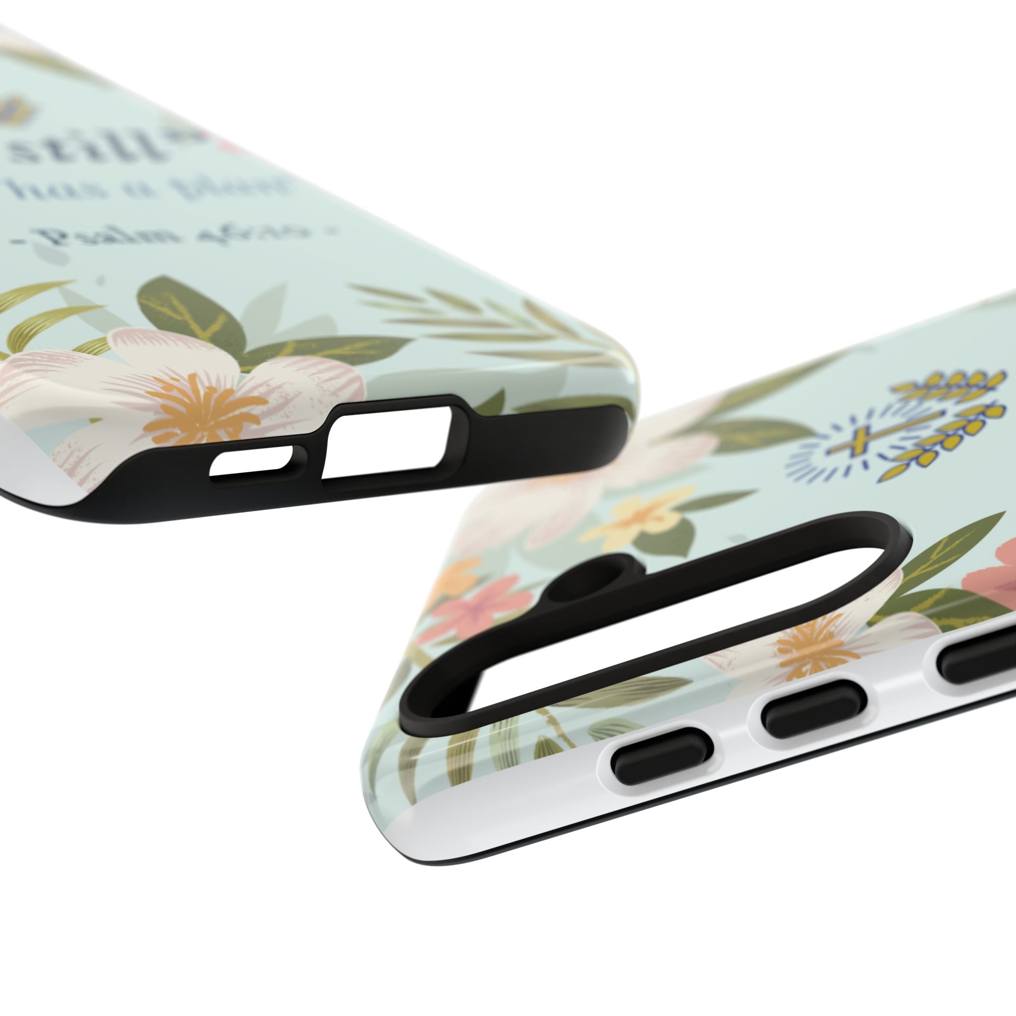 Floral Bible Verse Phone Case, Be Still God Has a Plan, Inspirational Tech Accessory for Samsung series, Gift for Christians, Psalm 46:10 Cover