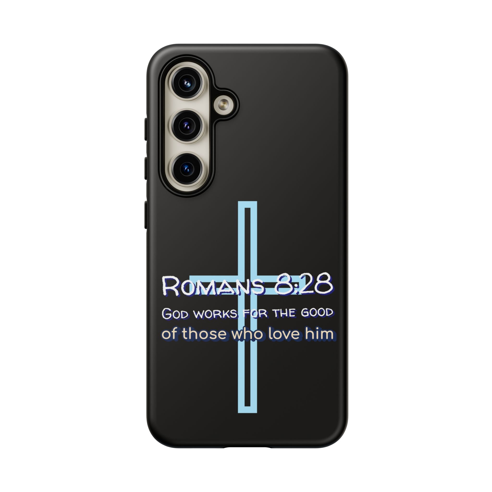 Christian Phone Case for Samsung Series, Tough Phone Case, Romans 8:28 Inspirational Gift, Faith-Based Phone Cover, Religious Style, Durable Cell Case