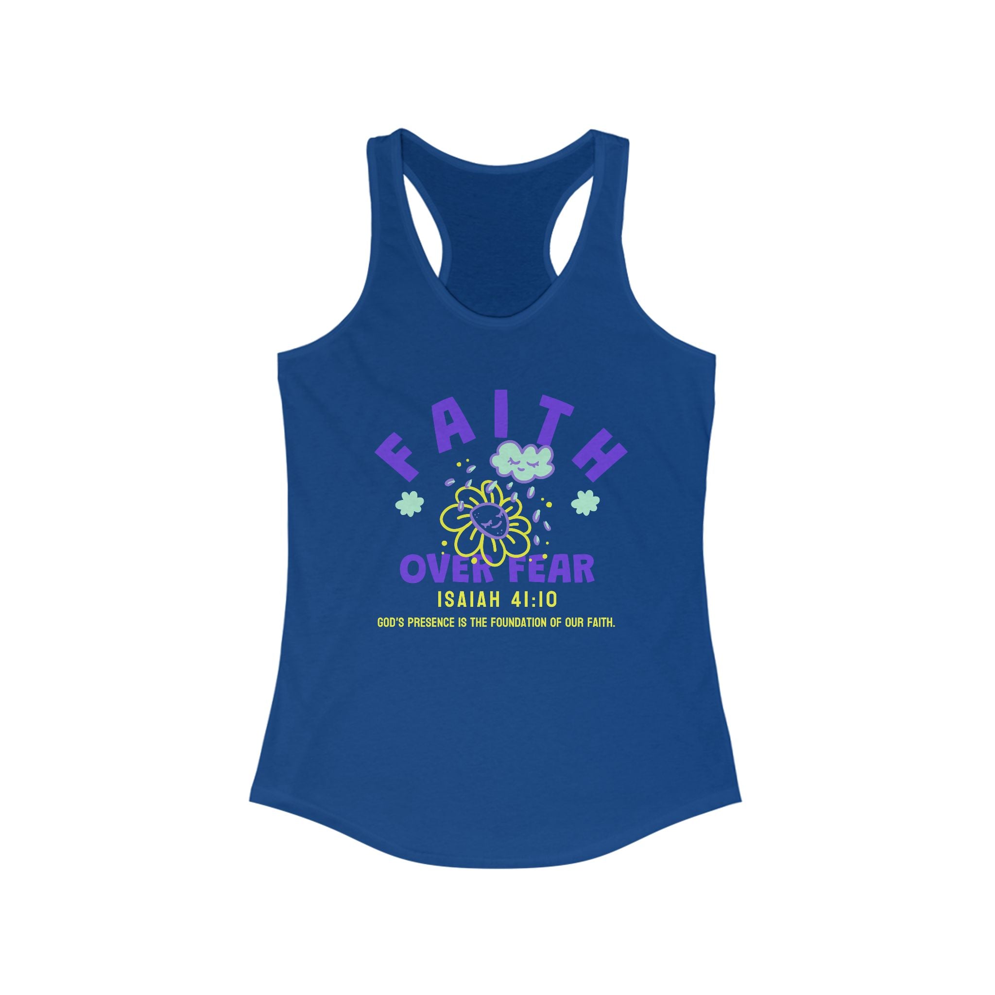 Faith Over Fear Racerback Tank Top - Verse Isaiah 41:10, Faith Shirt, Prayer Tank, Summer Workout Apparel, Religious Gift