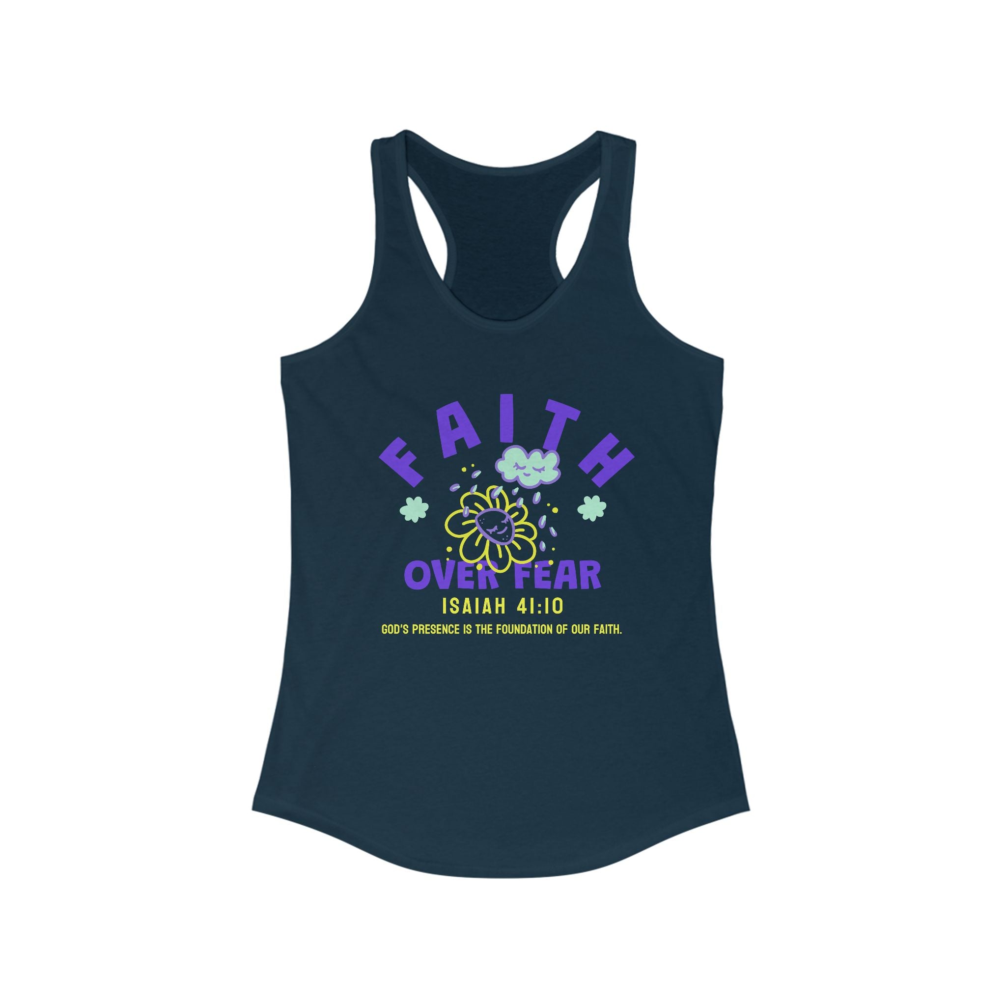 Faith Over Fear Racerback Tank Top - Verse Isaiah 41:10, Faith Shirt, Prayer Tank, Summer Workout Apparel, Religious Gift