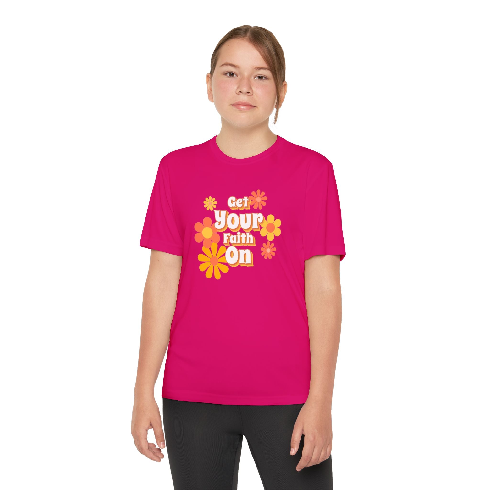 Get you Faith On - Youth Girl Competitor Tee, Inspirational Youth Family T-Shirt, Motivational Sports Tee,  Gift for Young Girls, Encouragement Top