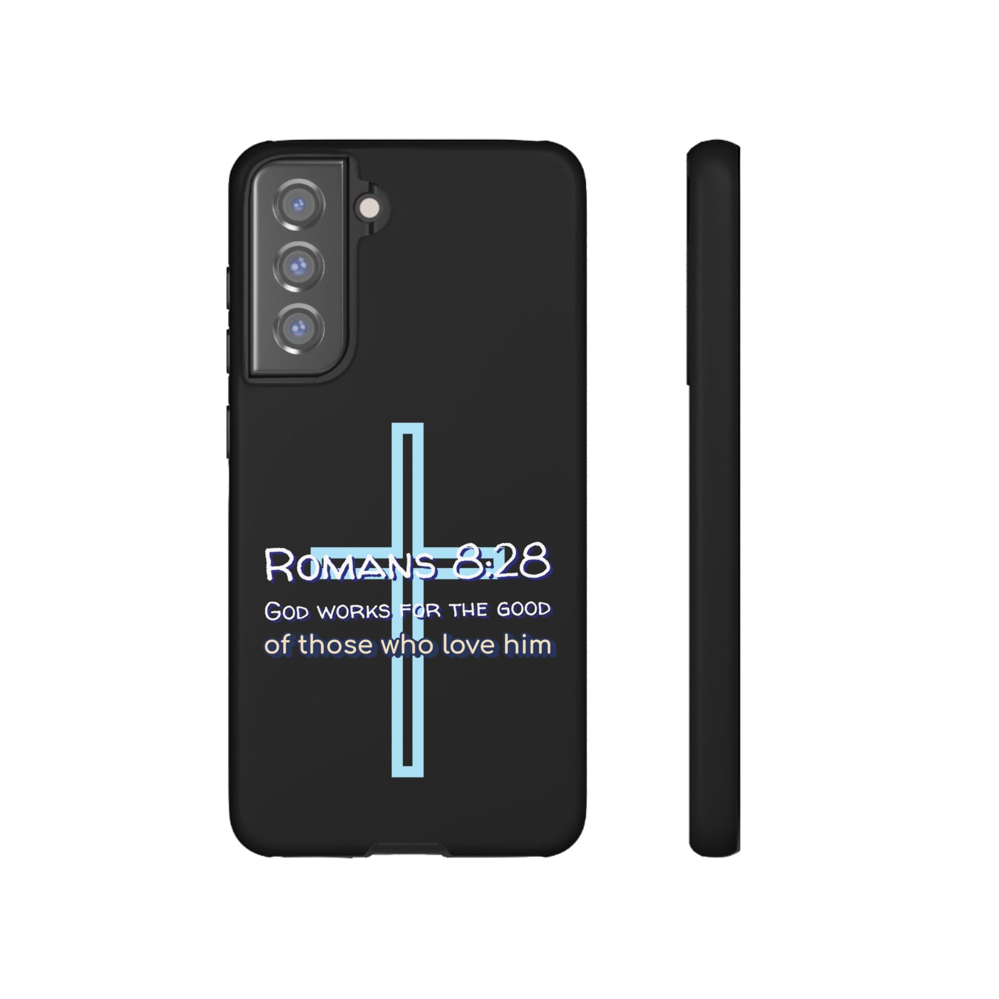 Christian Phone Case for Samsung Series, Tough Phone Case, Romans 8:28 Inspirational Gift, Faith-Based Phone Cover, Religious Style, Durable Cell Case