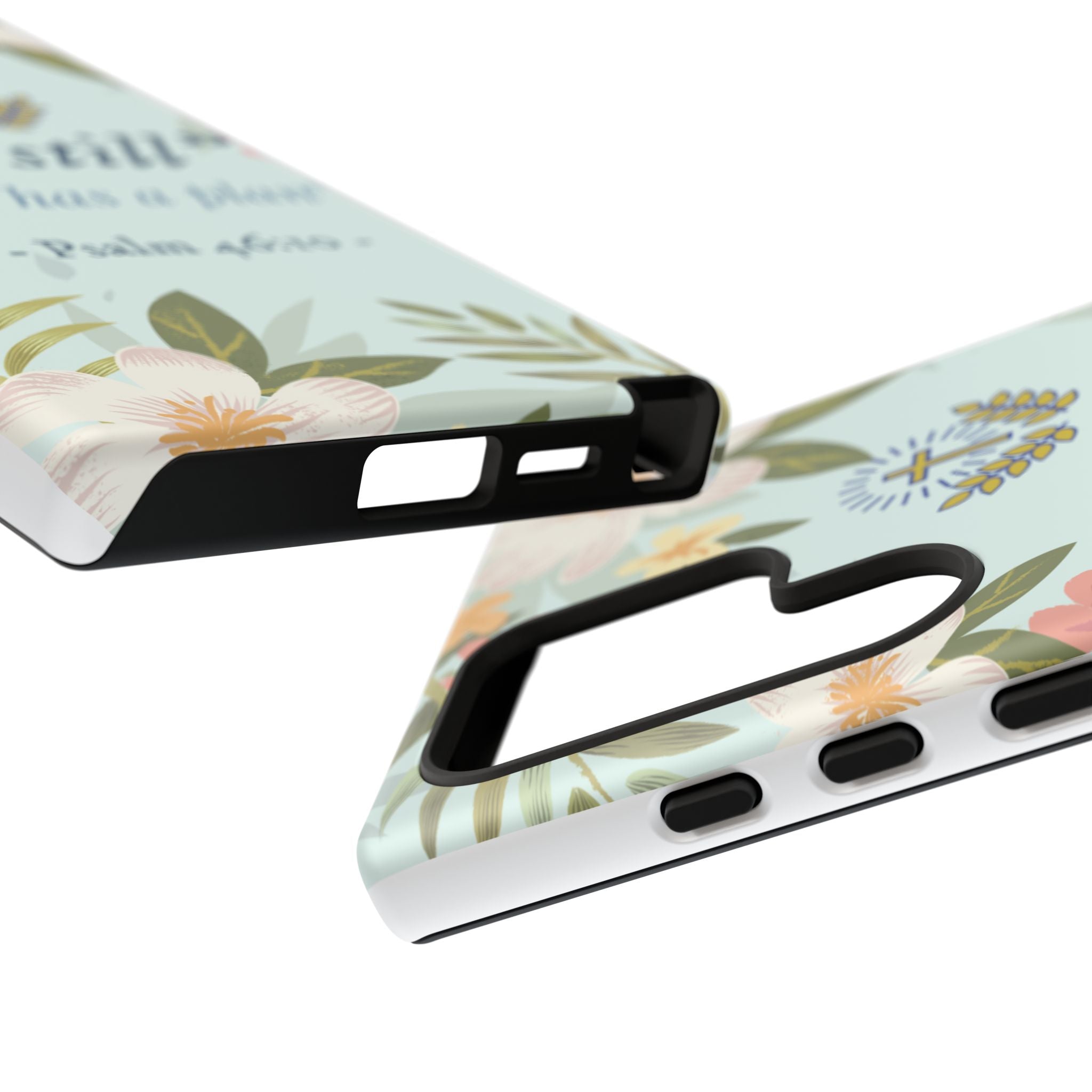 Floral Bible Verse Phone Case, Be Still God Has a Plan, Inspirational Tech Accessory for Samsung series, Gift for Christians, Psalm 46:10 Cover