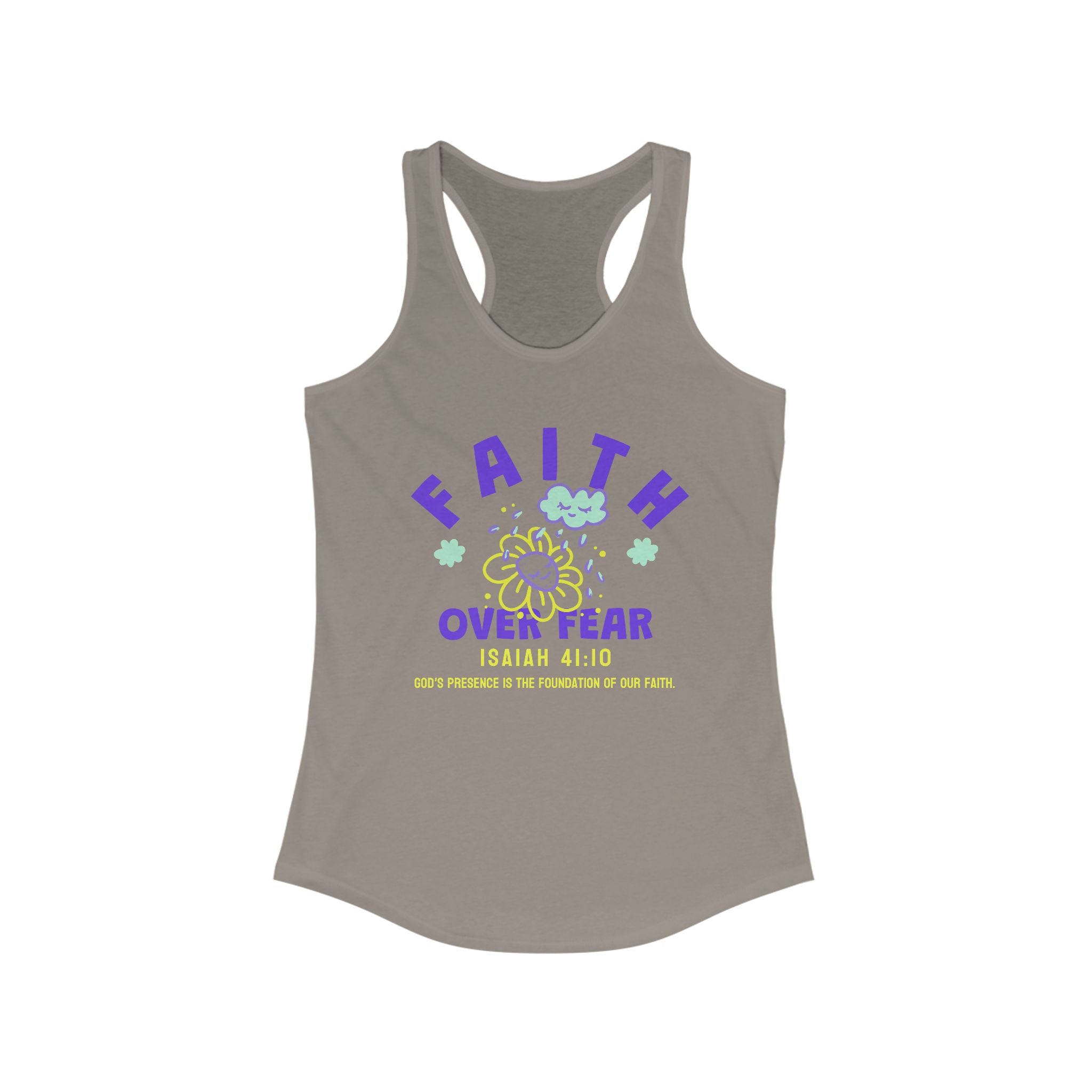Faith Over Fear Racerback Tank Top - Verse Isaiah 41:10, Faith Shirt, Prayer Tank, Summer Workout Apparel, Religious Gift
