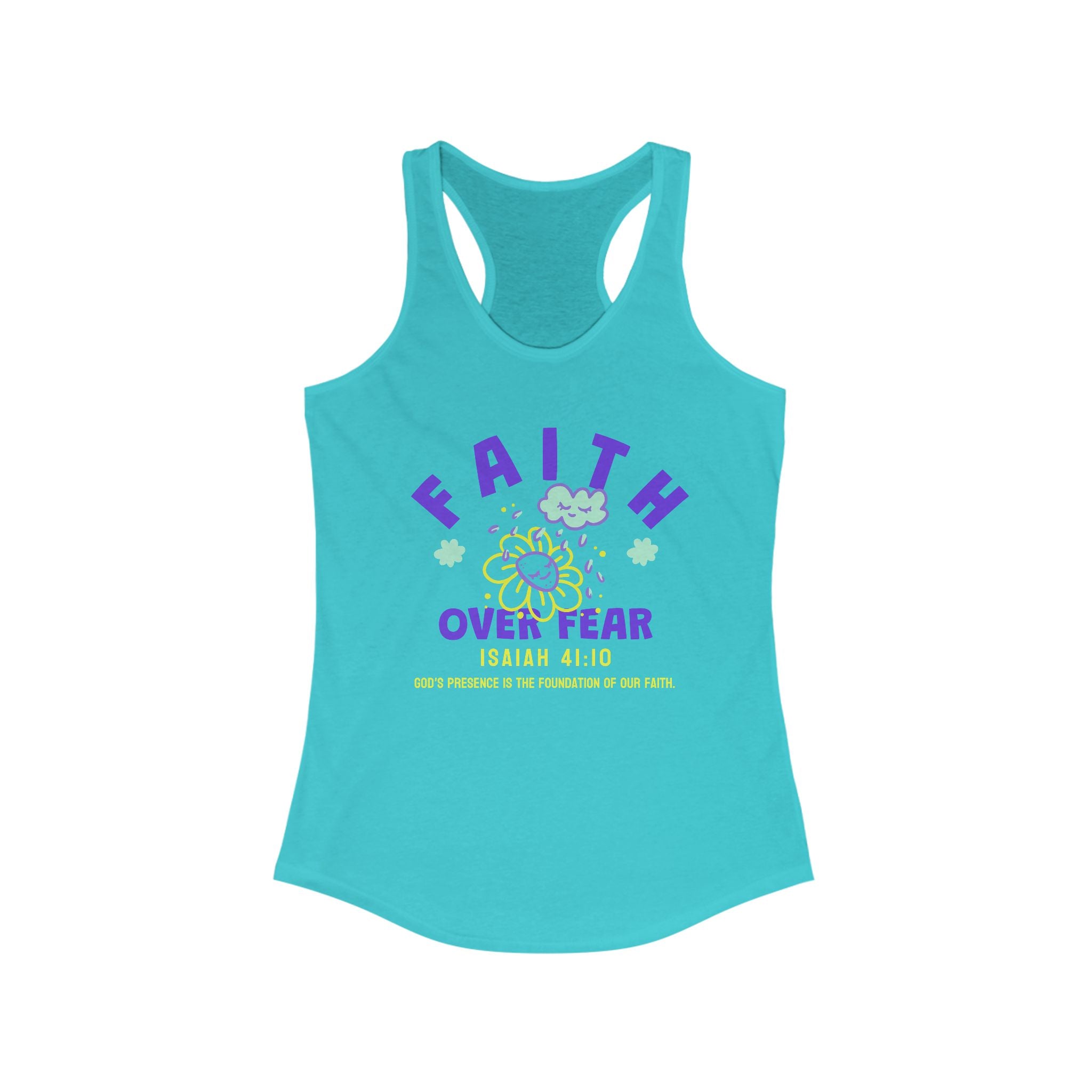 Faith Over Fear Racerback Tank Top - Verse Isaiah 41:10, Faith Shirt, Prayer Tank, Summer Workout Apparel, Religious Gift