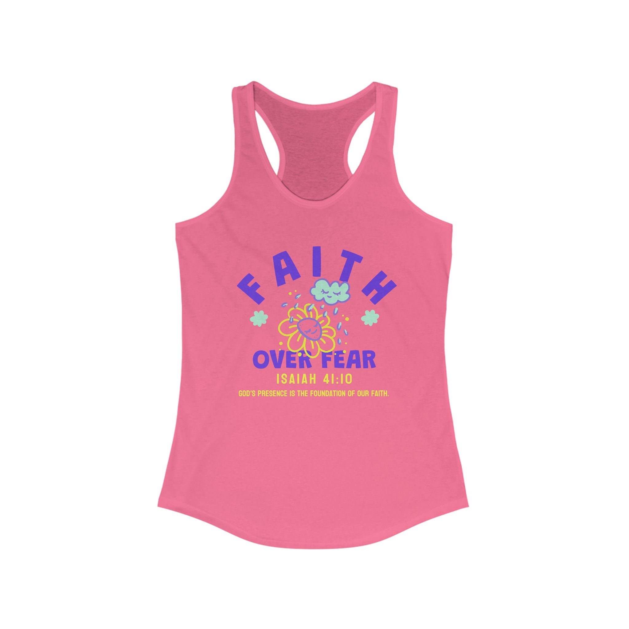 Faith Over Fear Racerback Tank Top - Verse Isaiah 41:10, Faith Shirt, Prayer Tank, Summer Workout Apparel, Religious Gift