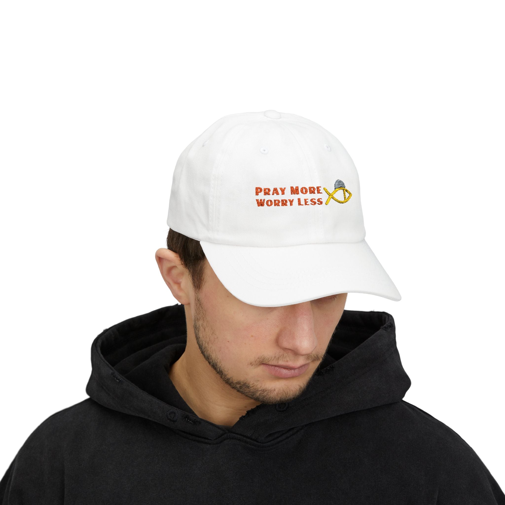 Pray More Worry Less Hat – Unisex Christian Cap – Faith-Based Everyday Headwear- Gift for Him, Father's Day Cap - Faithfully Hecho