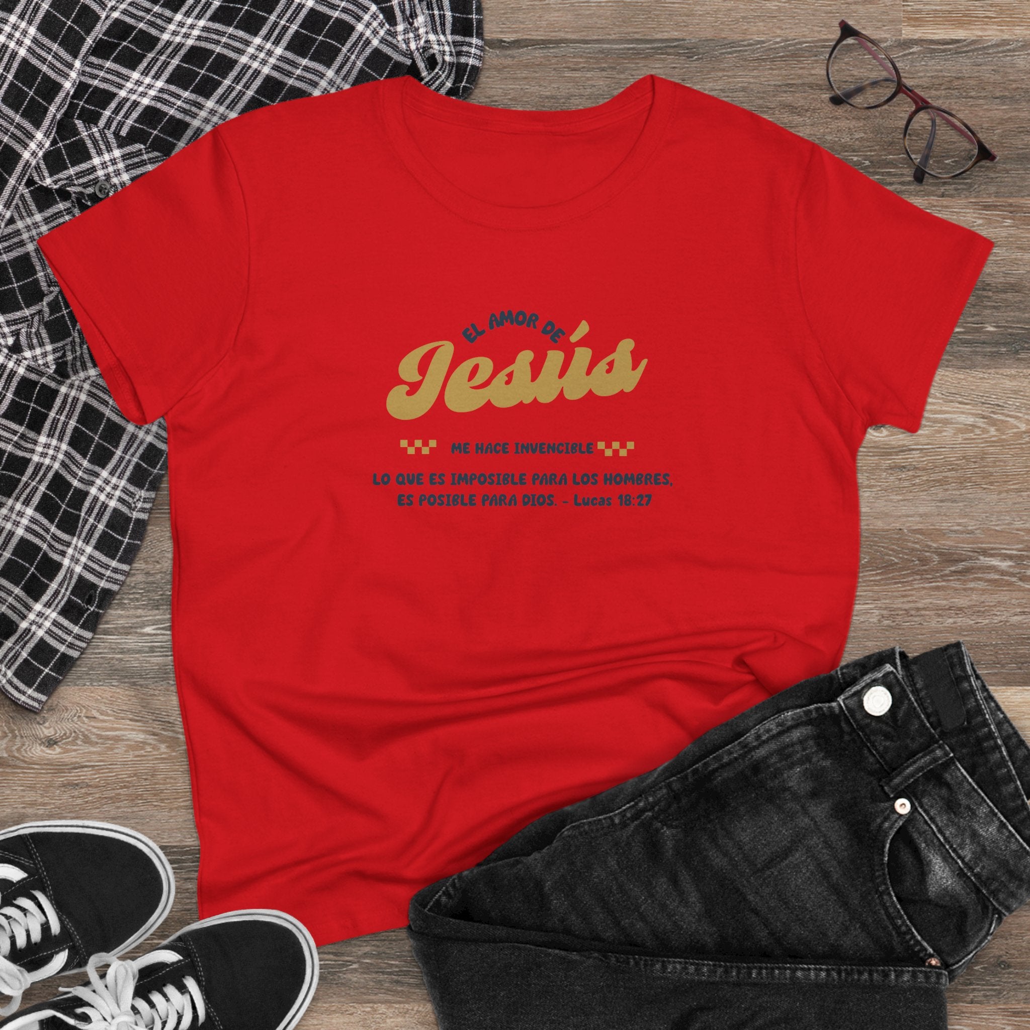 El Amor de Jesus Español Jesus Women's Tee, Casual Faith Shirt, Everyday Affirmation Top, Godly Girl Mujer de Dios graphic Tee, Gift for Her
