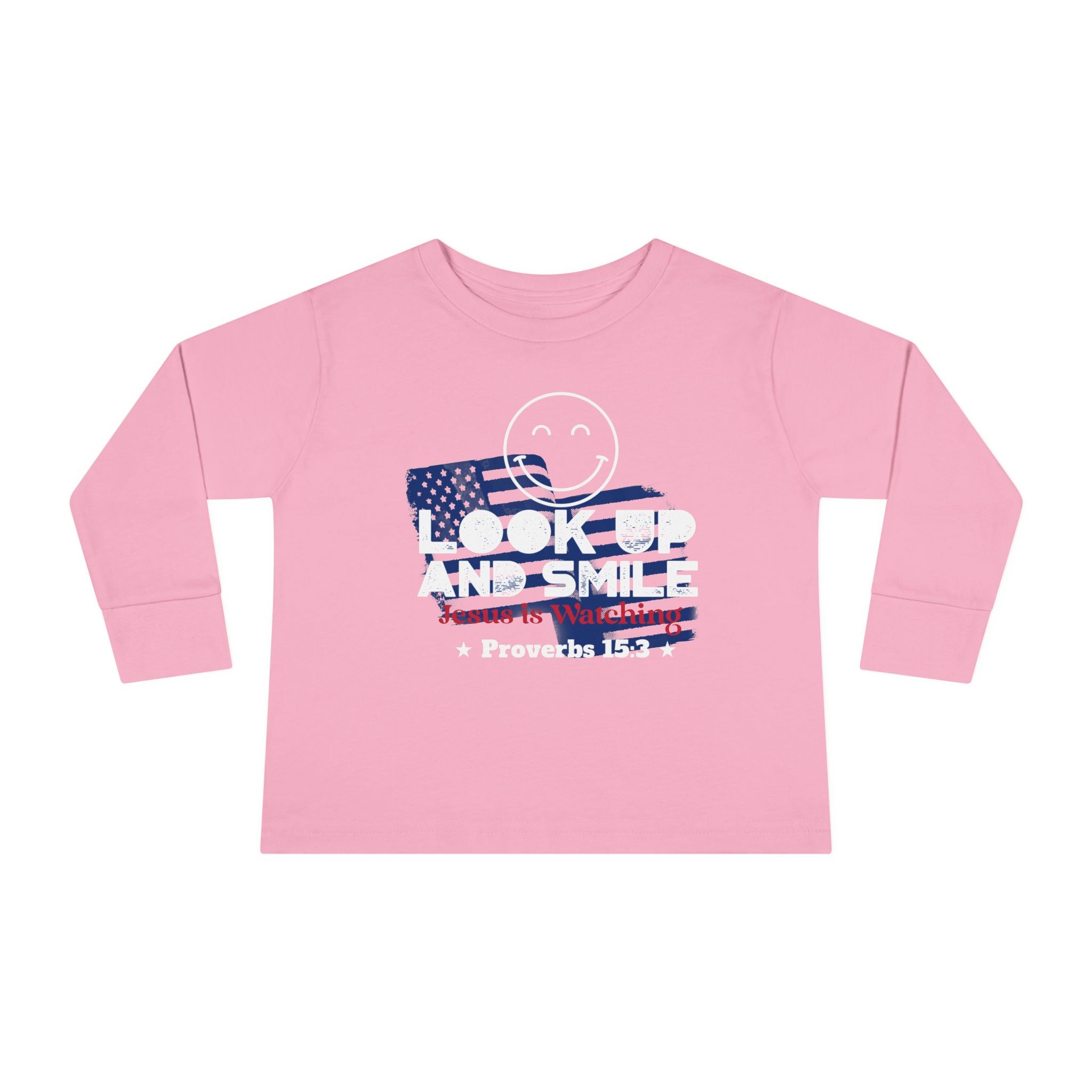 Toddler Tee featuring Proverbs 15:3- God is watching - Faithfully Hecho