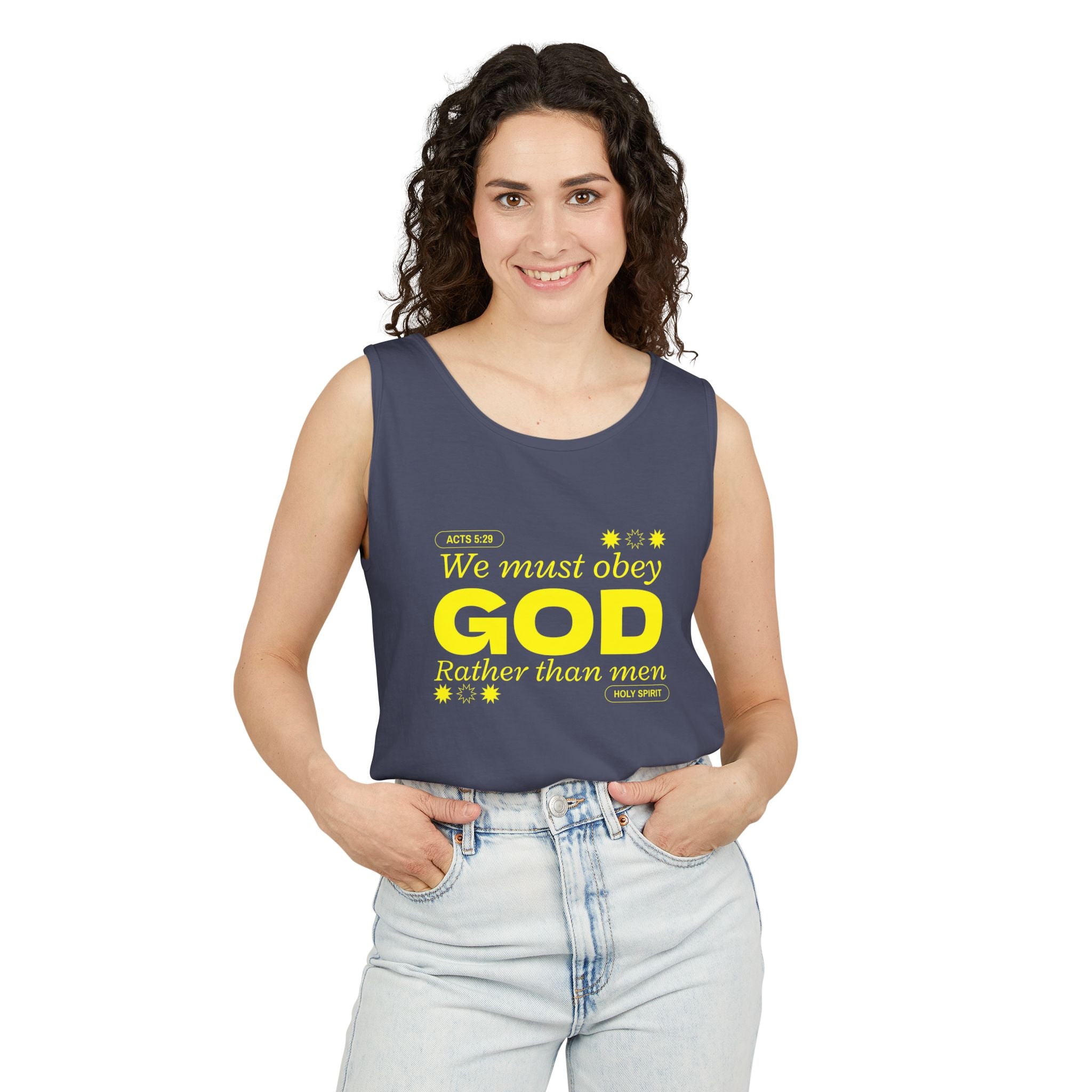Faith-Inspired Tank Top, We must Obey God, Summer Essential, Religious Gift, Casual Wear, Christian Apparel