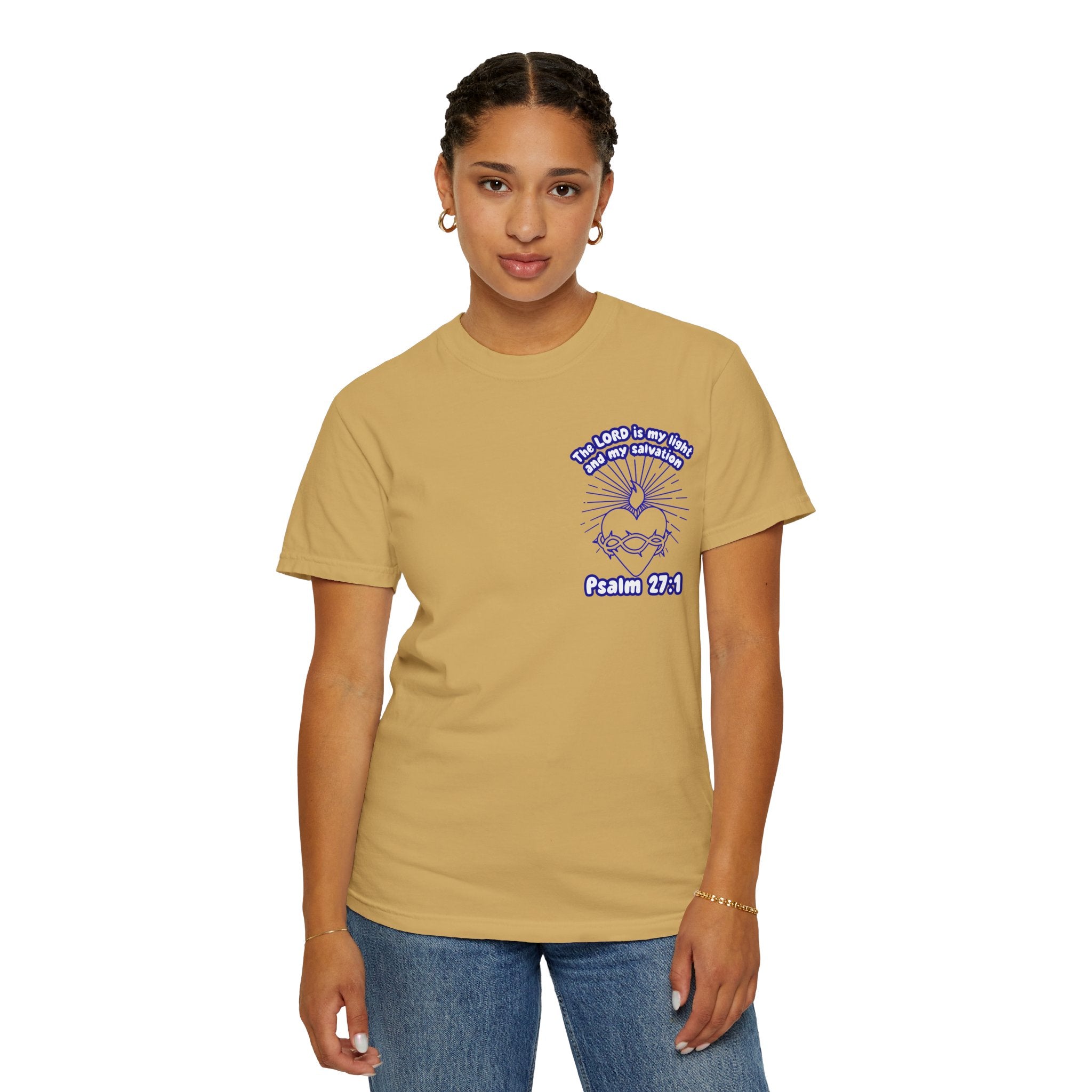 Christian Cross Unisex Tee - The Lord is my Light and my Salvation Design
