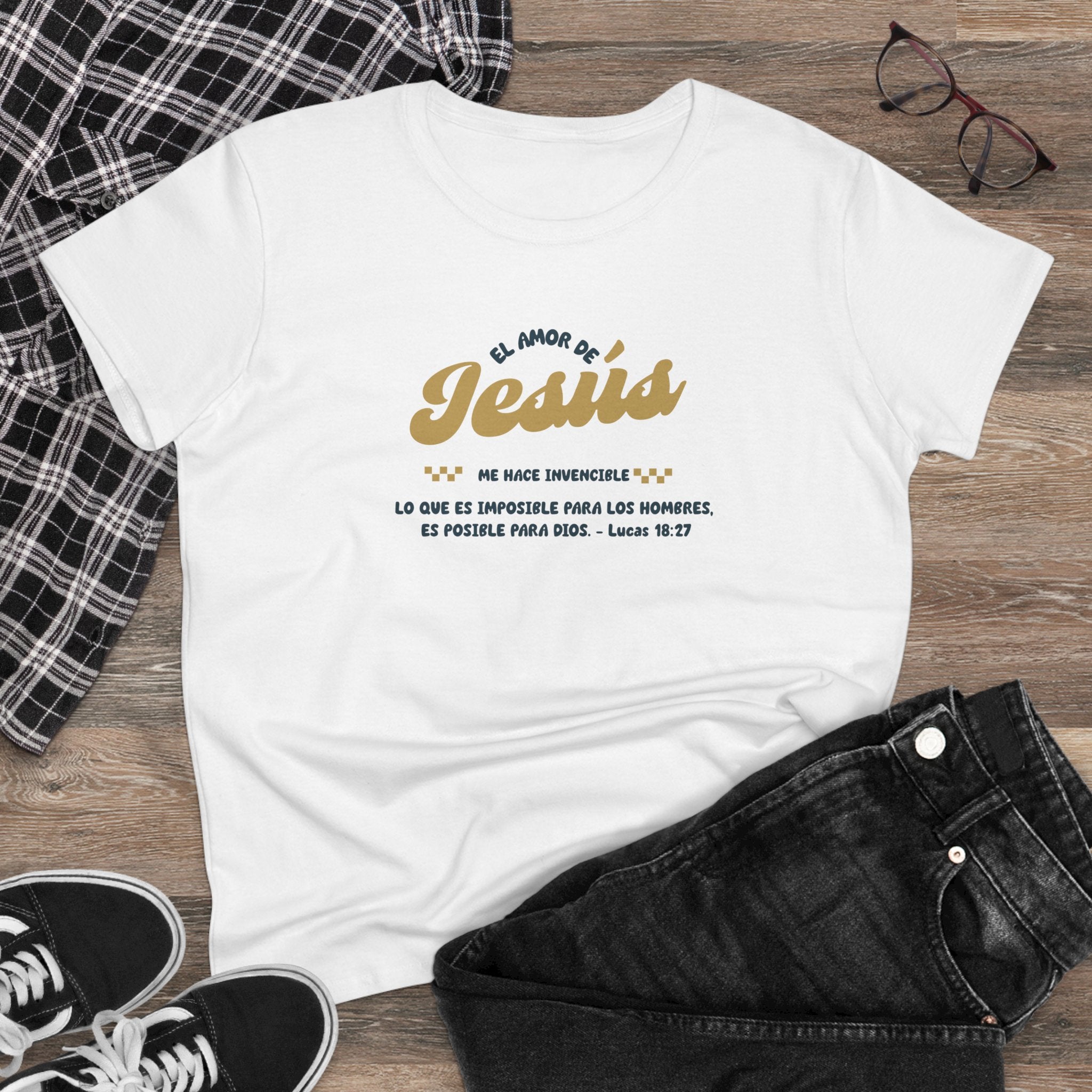 El Amor de Jesus Español Jesus Women's Tee, Casual Faith Shirt, Everyday Affirmation Top, Godly Girl Mujer de Dios graphic Tee, Gift for Her