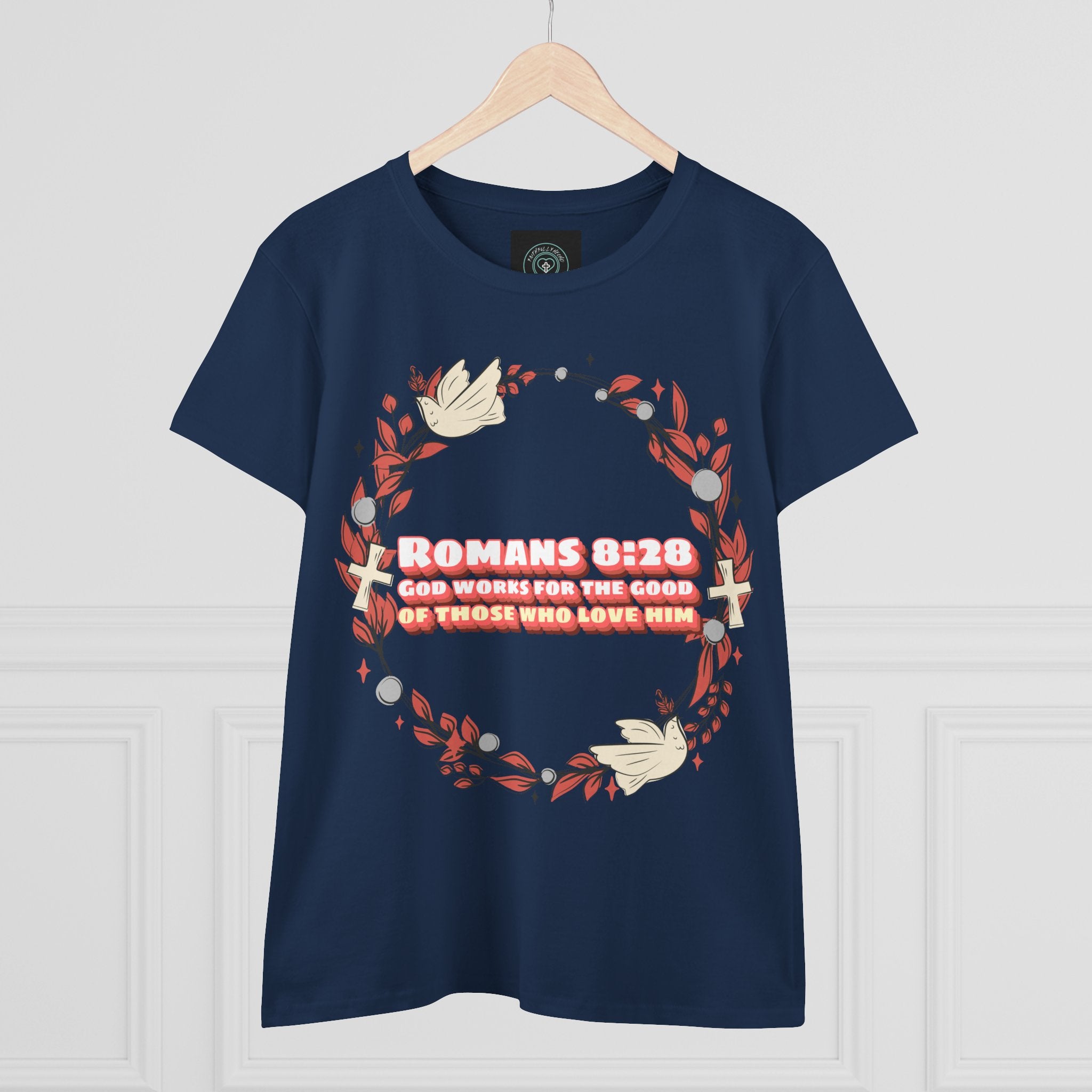 Romans 828 Jesus Women's Tee, Casual Faith Shirt, Everyday Affirmation Top, God works for the good graphic Tee, Gift for Her