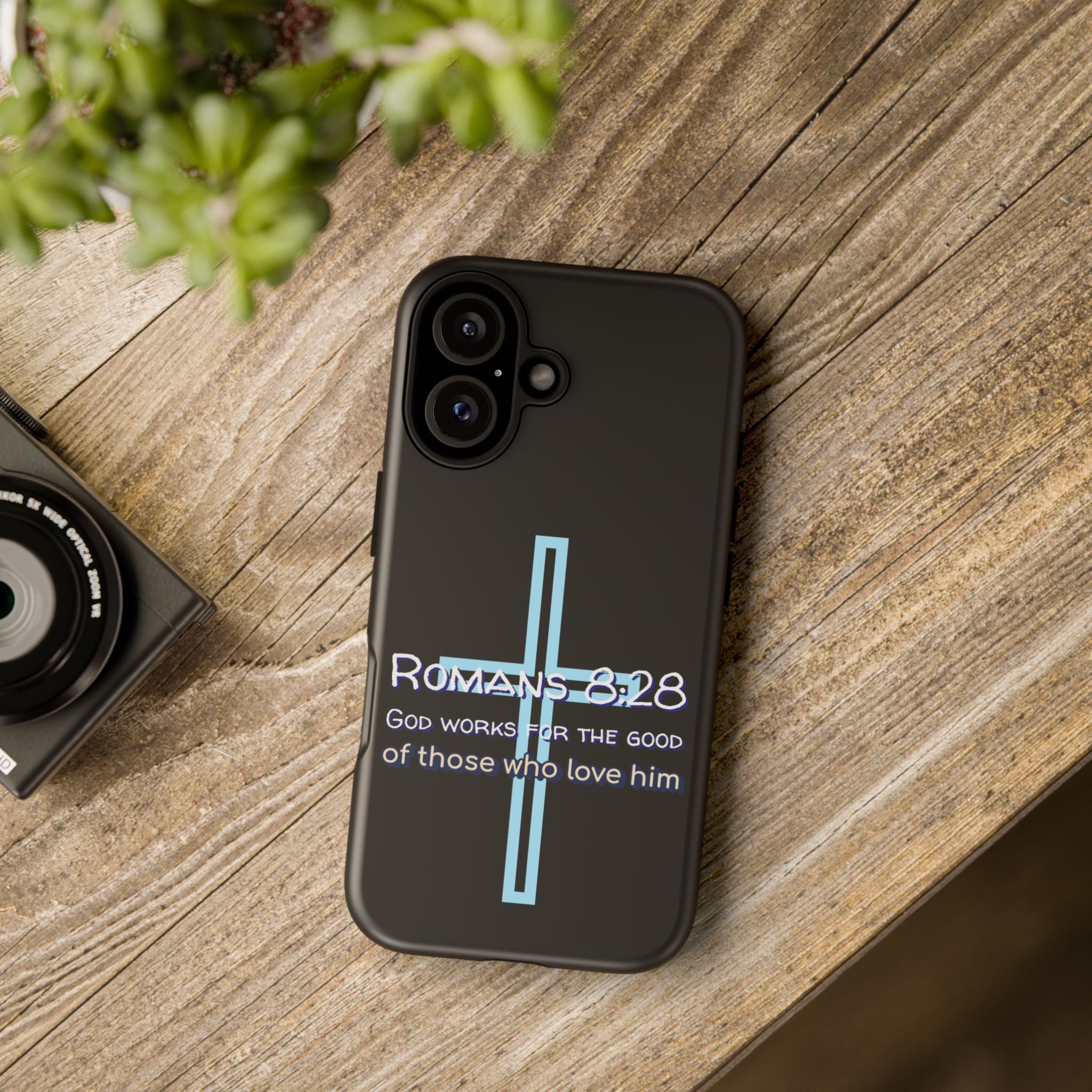Christian Phone Case for iPhone series, Tough Phone Case, Romans 8:28 Inspirational Gift, Faith-Based Phone Cover, Religious Style, Durable Cell Case