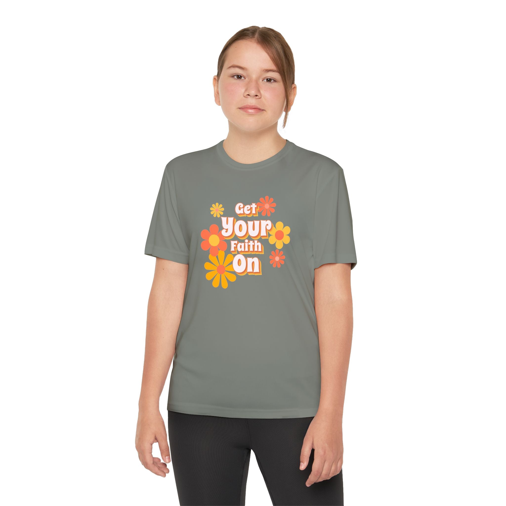 Get you Faith On - Youth Girl Competitor Tee, Inspirational Youth Family T-Shirt, Motivational Sports Tee,  Gift for Young Girls, Encouragement Top