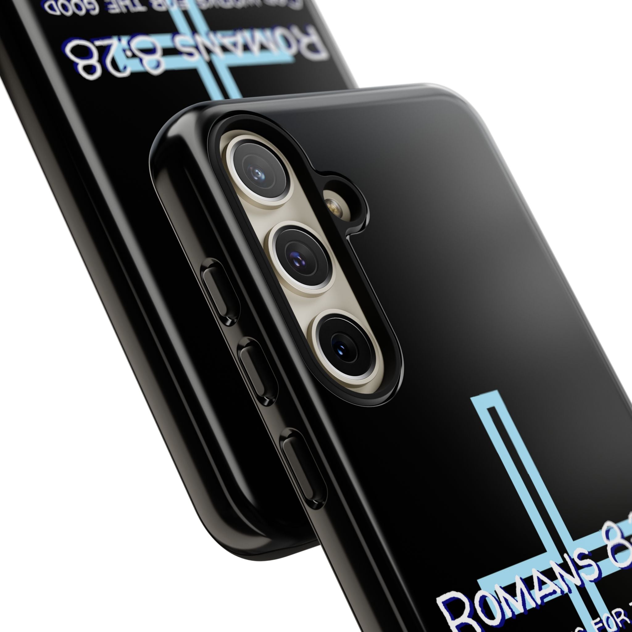 Christian Phone Case for Samsung Series, Tough Phone Case, Romans 8:28 Inspirational Gift, Faith-Based Phone Cover, Religious Style, Durable Cell Case