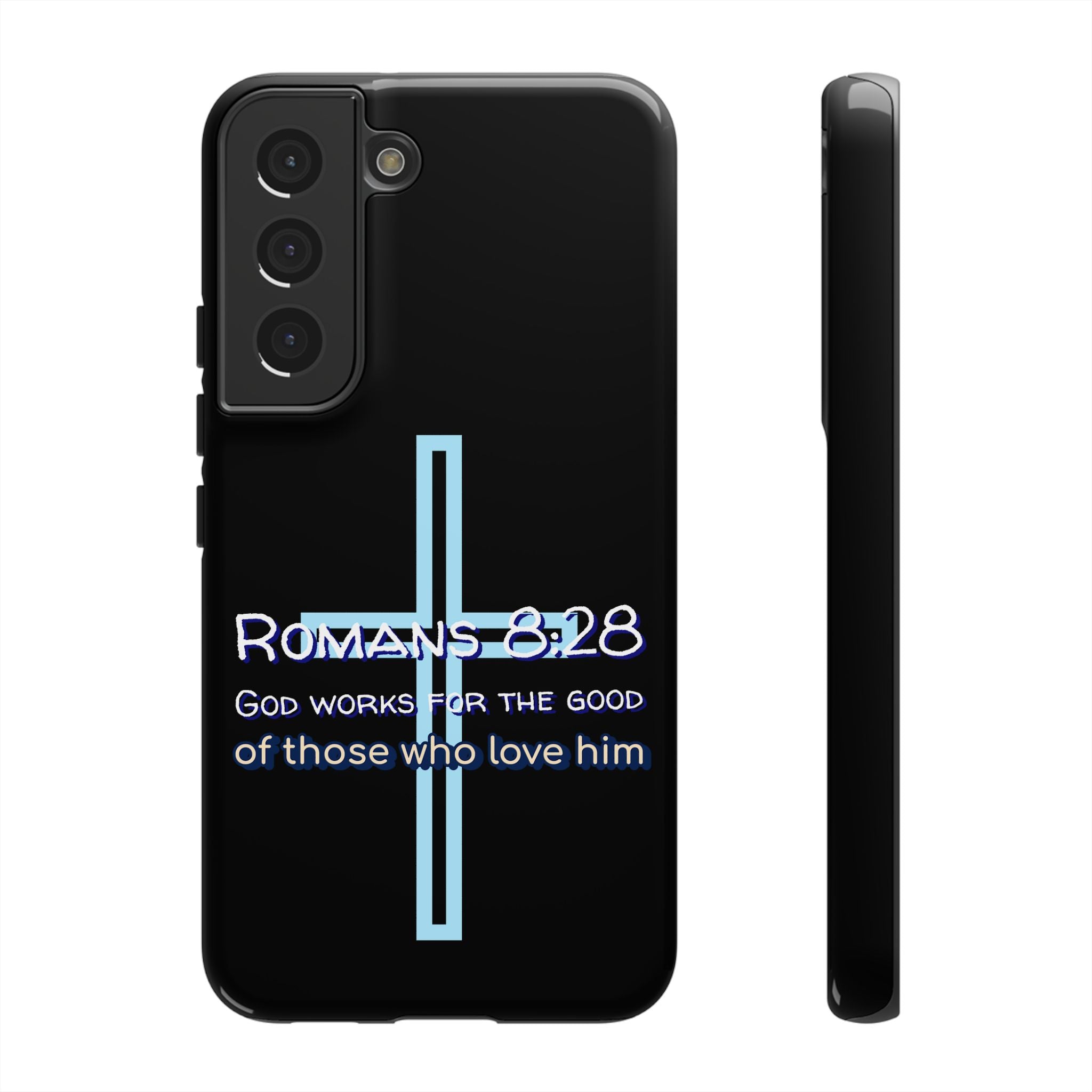 Christian Phone Case for Samsung Series, Tough Phone Case, Romans 8:28 Inspirational Gift, Faith-Based Phone Cover, Religious Style, Durable Cell Case