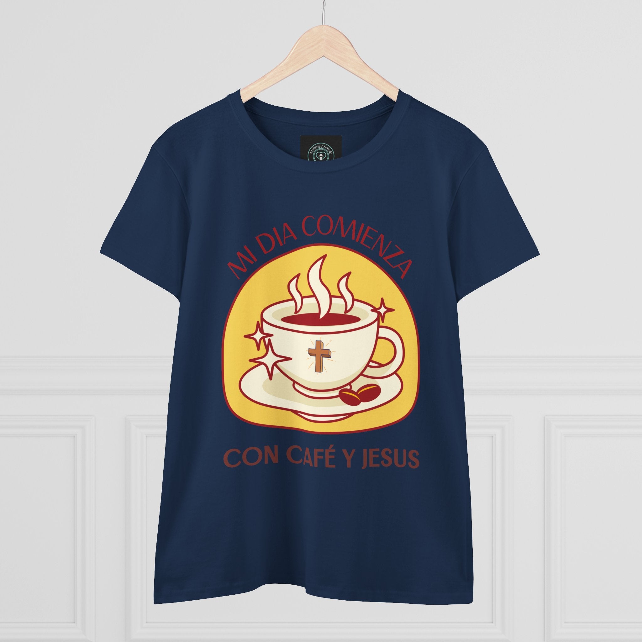 Coffee and Jesus Women's Tee, Casual Faith Shirt, Everyday Affirmation Top, Mi Dia comienza con cafe y Jesus Graphic Tee, Gift for Her