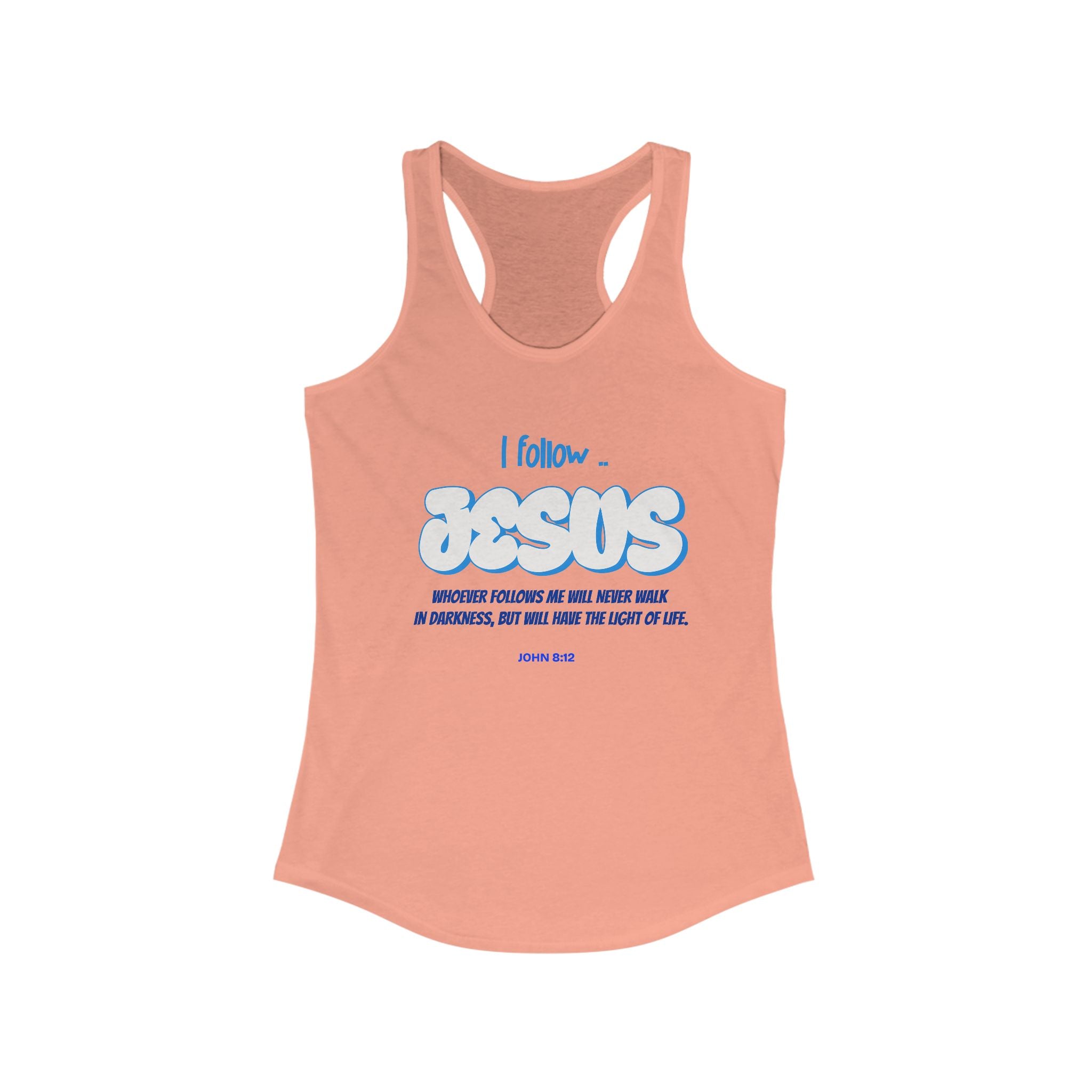Workout Tank Top, Motivational Gym Wear Follow Jesus Bible Verse, Shirt, Fitness Apparel, Women's Racerback, Biblical Quote Top