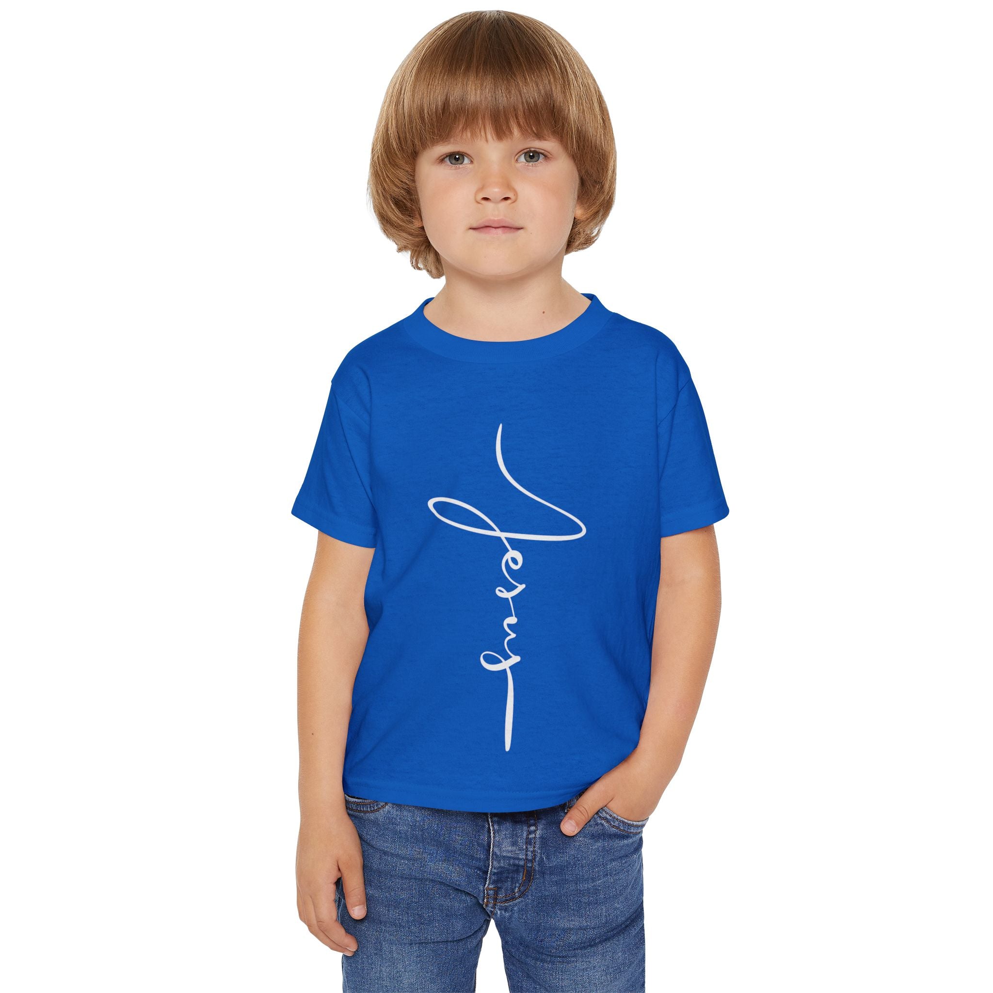 Jesus Blue Toddler T-Shirt with Script Design, Toddler Shirt faith family, Cute Kids Clothing, Birthday Gift, Everyday Wear, Fun Playtime Top