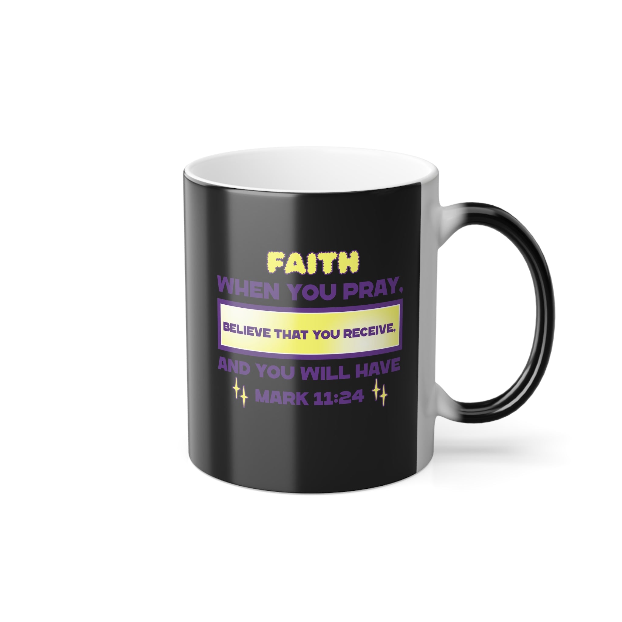 Coffee Mug - Have Faith Color Morphing Mug, 11oz. With heat-sensitive properties.
