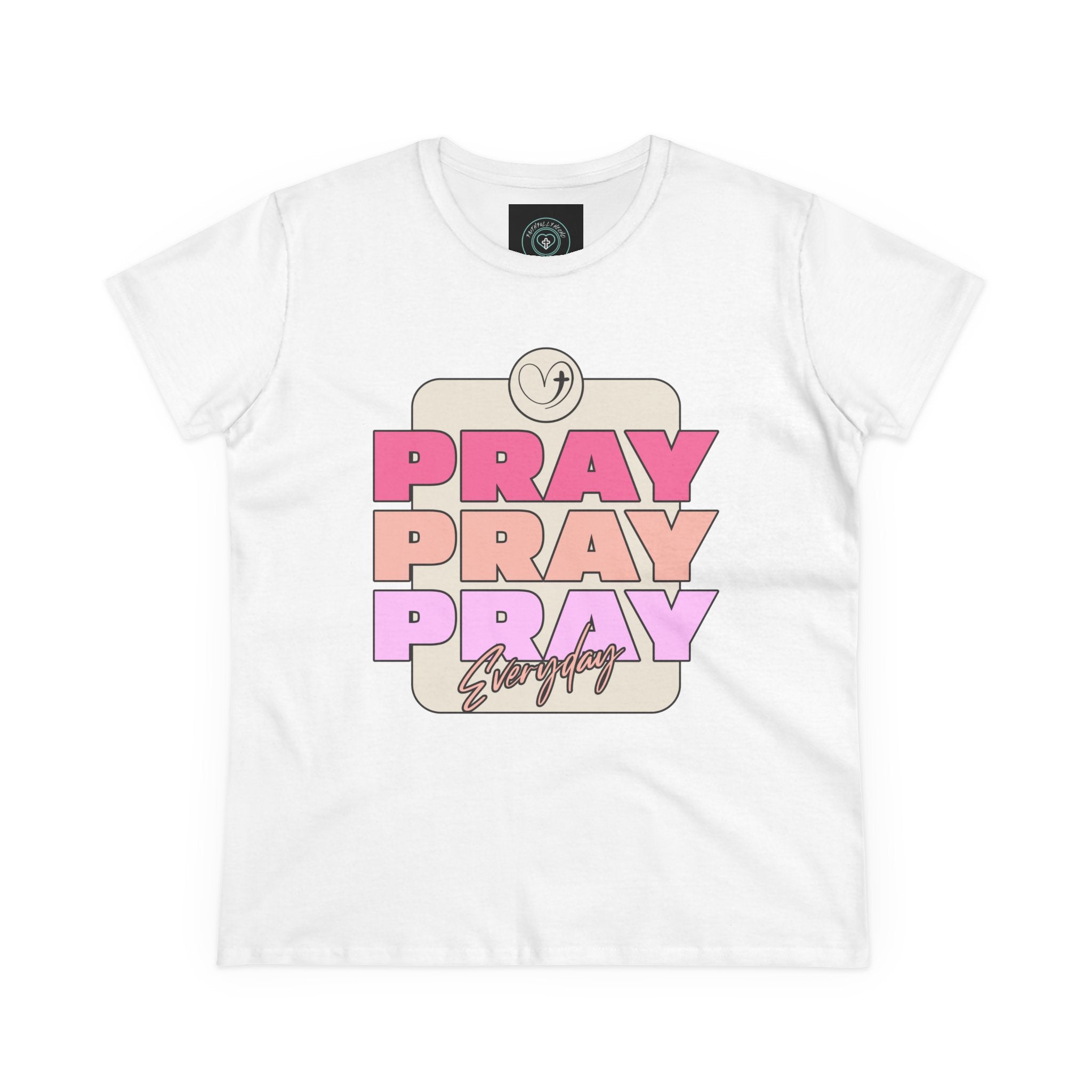 Inspirational Women's Tee, Casual Faith Shirt, Everyday Affirmation Top, Pray Pray Pray Graphic Tee, Gift for Her