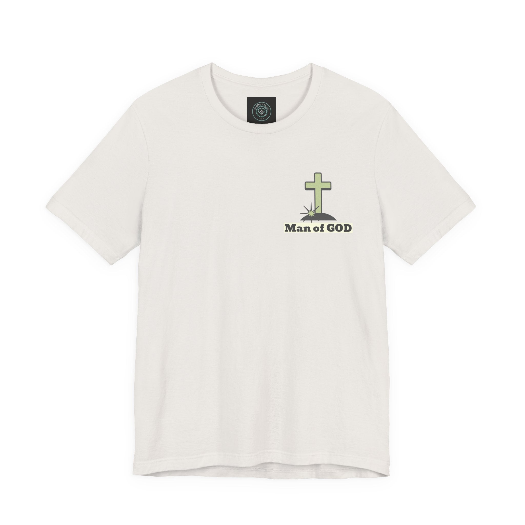 Men's Tshirt Colorful Fonts  - 1 Corinthians 16:13 Bible Verse Design. Man of God, Stand firm in the Faith
