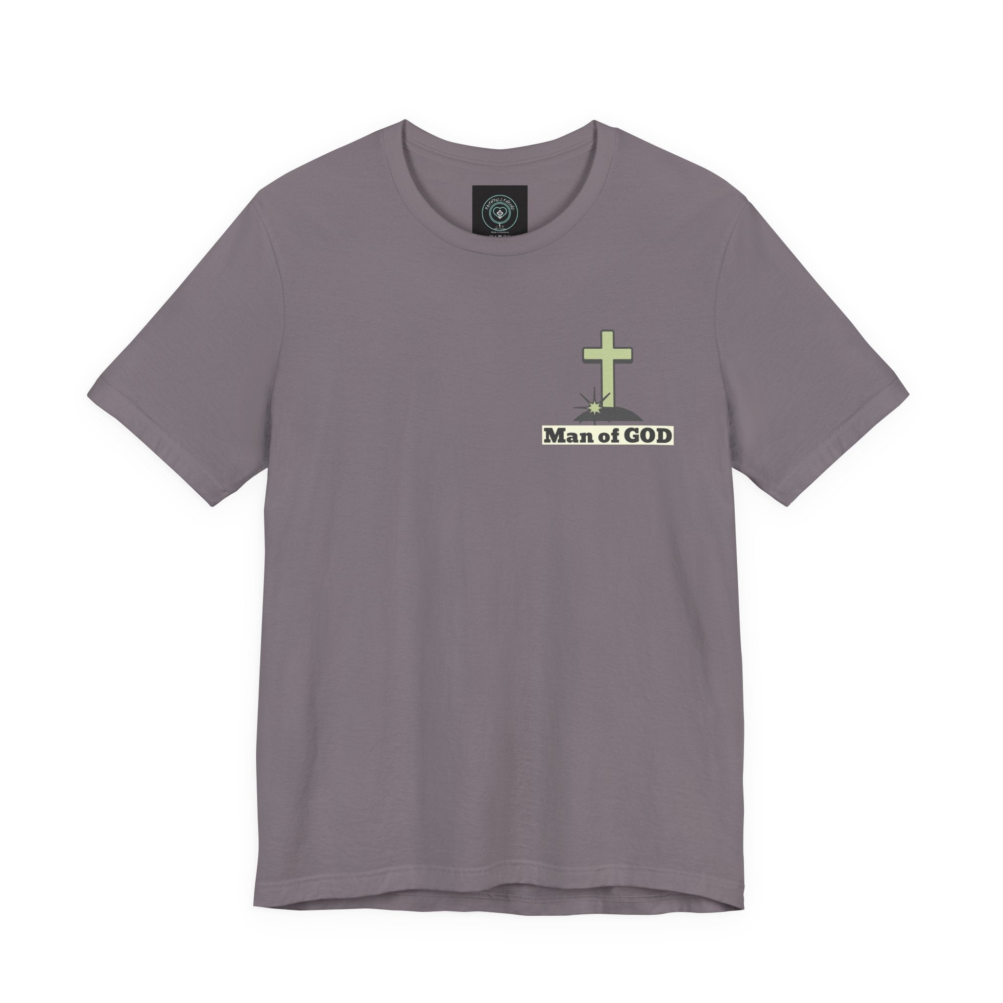 Men's Tshirt Colorful Fonts  - 1 Corinthians 16:13 Bible Verse Design. Man of God, Stand firm in the Faith
