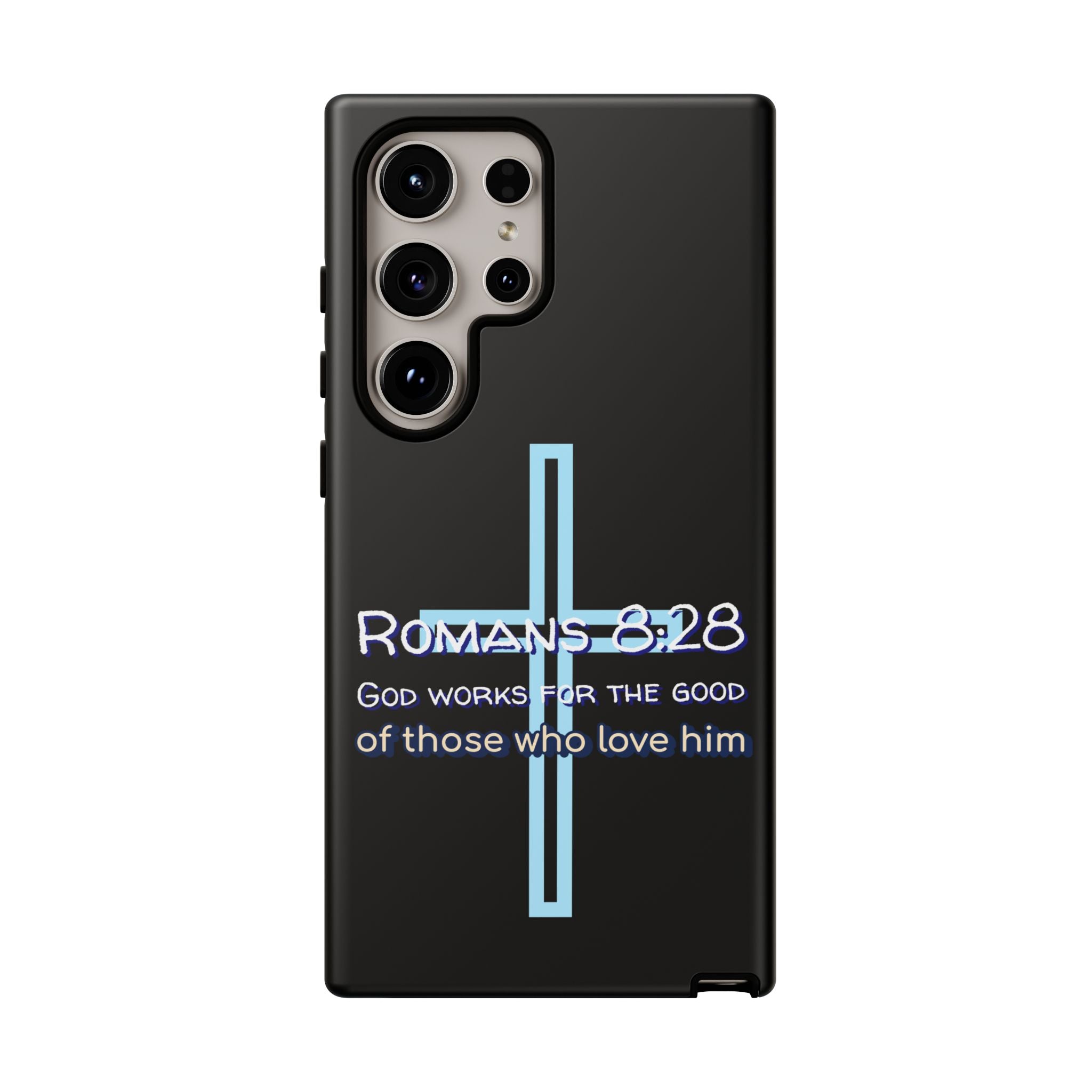 Christian Phone Case for Samsung Series, Tough Phone Case, Romans 8:28 Inspirational Gift, Faith-Based Phone Cover, Religious Style, Durable Cell Case