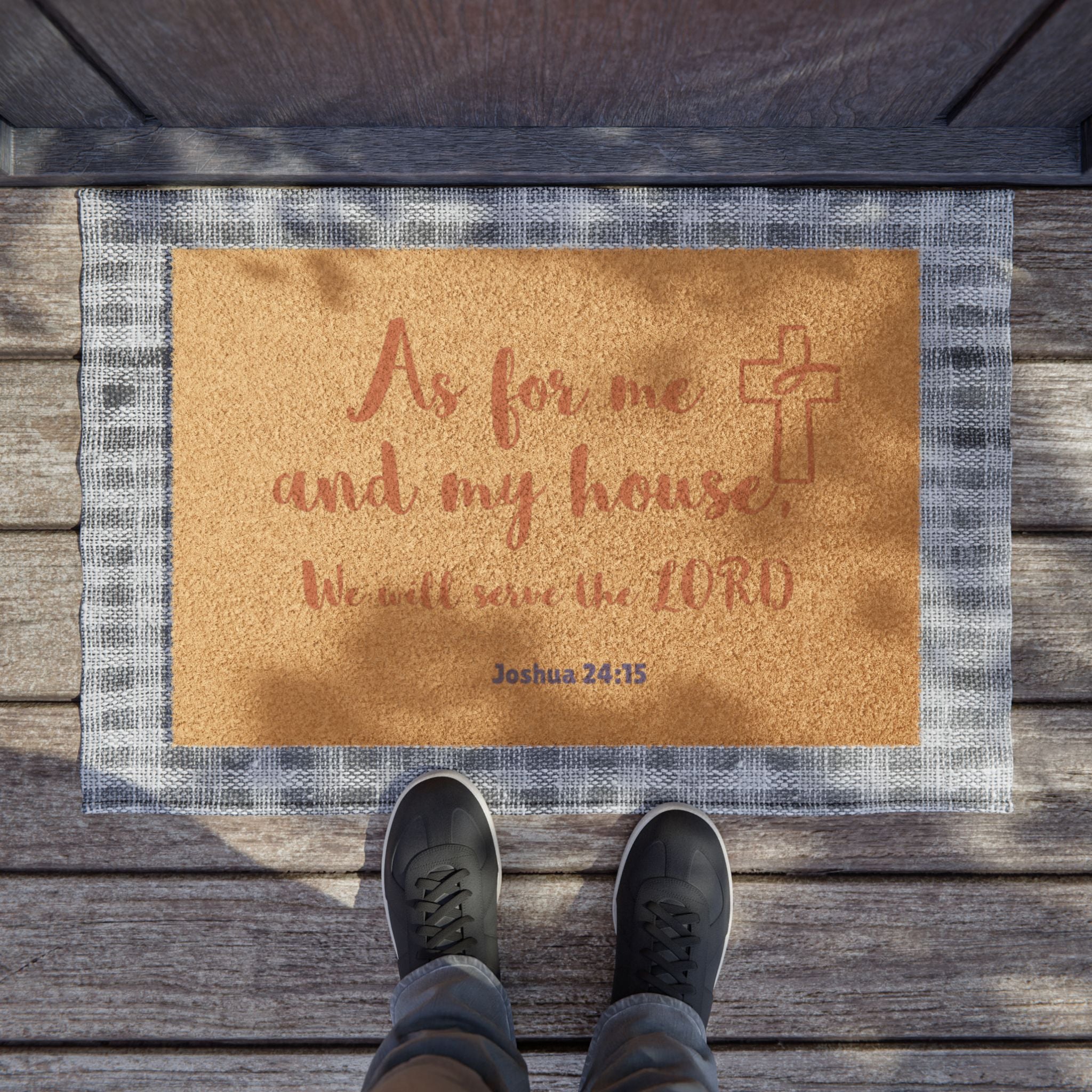 Inspirational Doormat with Bible Verse Joshua 24:15 We Sereve the Lord, Welcome Mat for Home, Christian Decor, Gift for New Home, Religious Housewarming Present