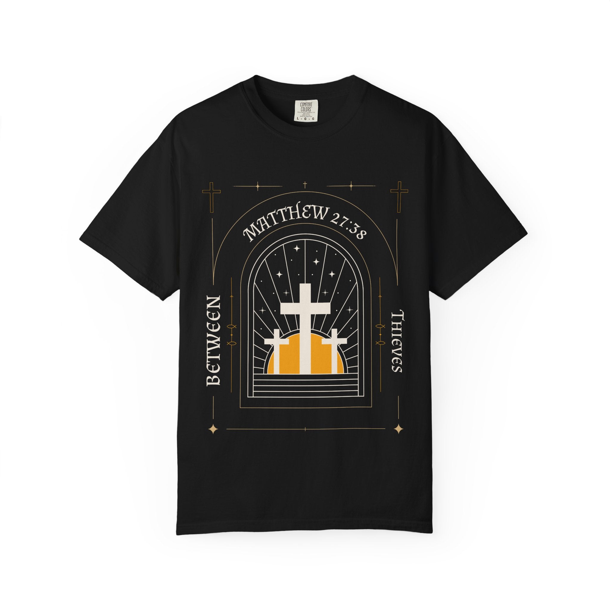 Faith-Inspired Unisex T-Shirt, Christian Graphic Tee, Inspirational Apparel, Religious Gift, Matthew 27:38, Casual Adult Wear