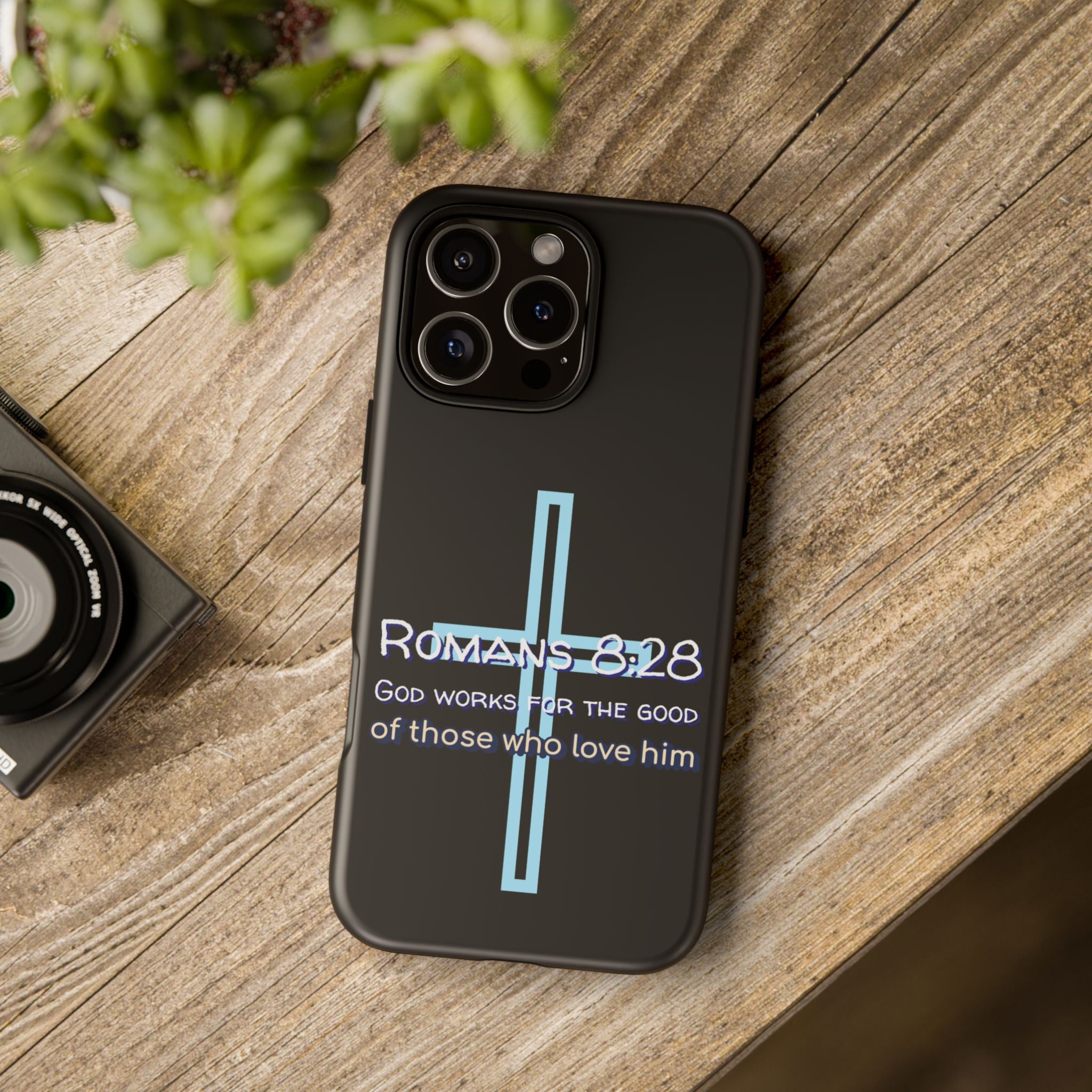Christian Phone Case for iPhone series, Tough Phone Case, Romans 8:28 Inspirational Gift, Faith-Based Phone Cover, Religious Style, Durable Cell Case