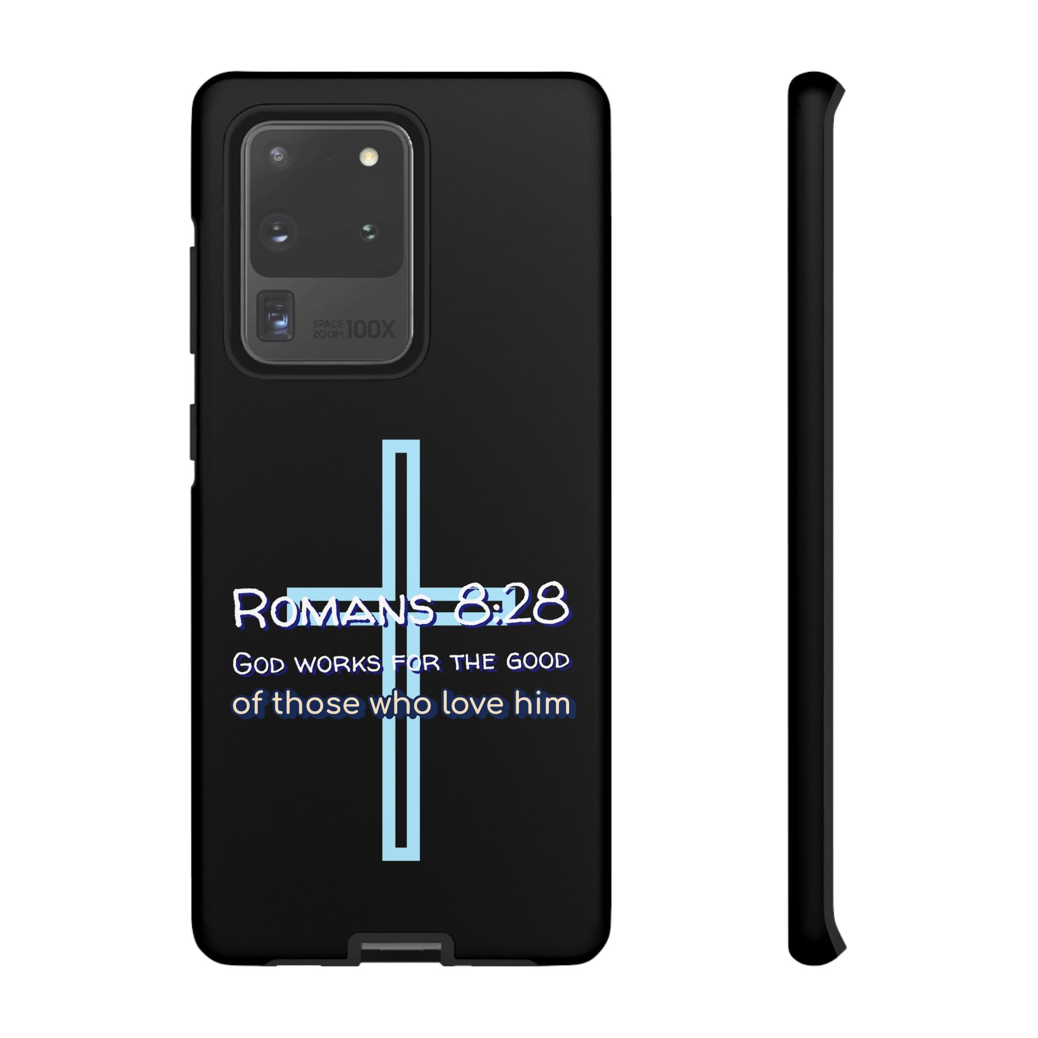 Christian Phone Case for Samsung Series, Tough Phone Case, Romans 8:28 Inspirational Gift, Faith-Based Phone Cover, Religious Style, Durable Cell Case