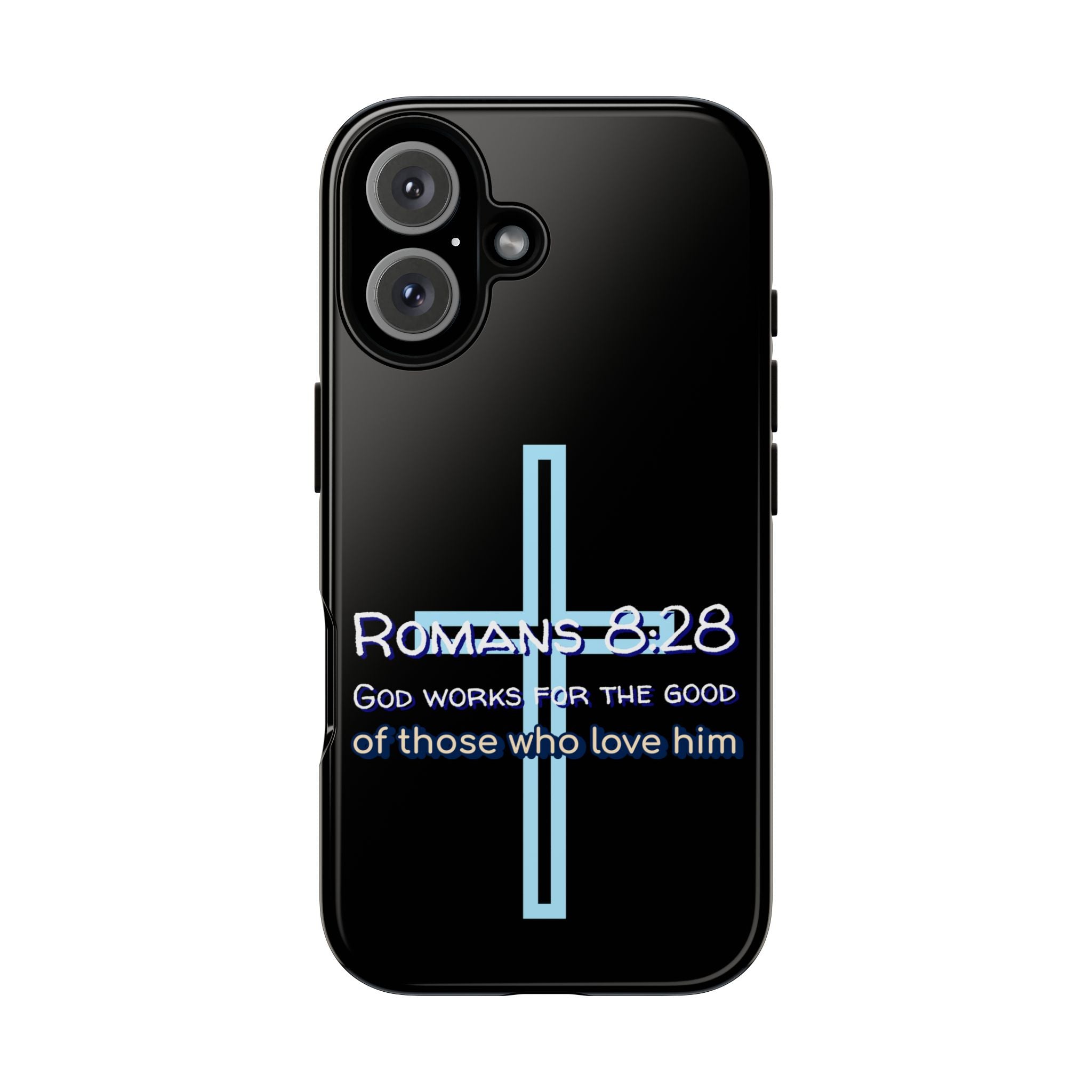 Christian Phone Case for iPhone series, Tough Phone Case, Romans 8:28 Inspirational Gift, Faith-Based Phone Cover, Religious Style, Durable Cell Case
