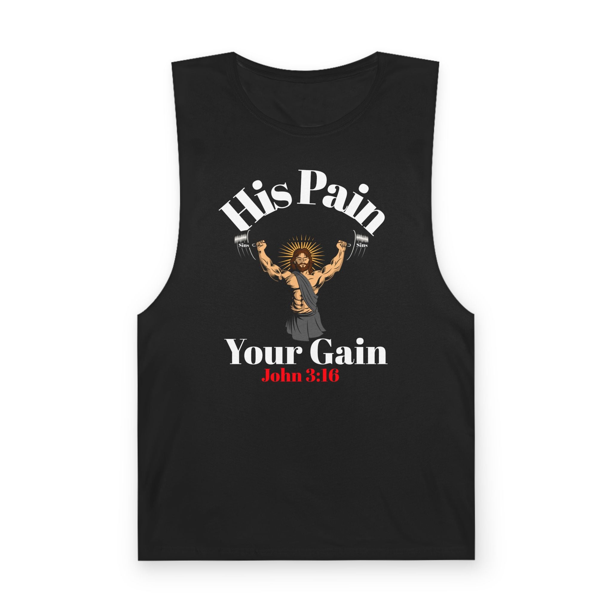 His Pain, Your Gain – Christian Workout Tank – Unisex Faith & Fitness Gym Apparel- Gym Summer - Faithfully Hecho