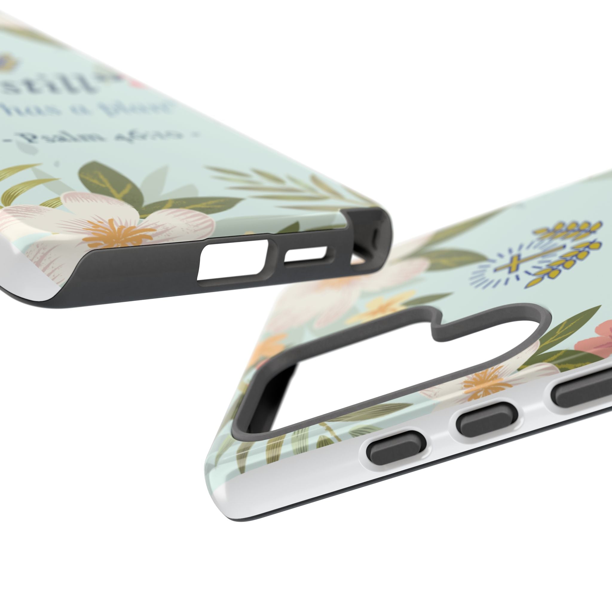 Floral Bible Verse Phone Case, Be Still God Has a Plan, Inspirational Tech Accessory for Samsung series, Gift for Christians, Psalm 46:10 Cover