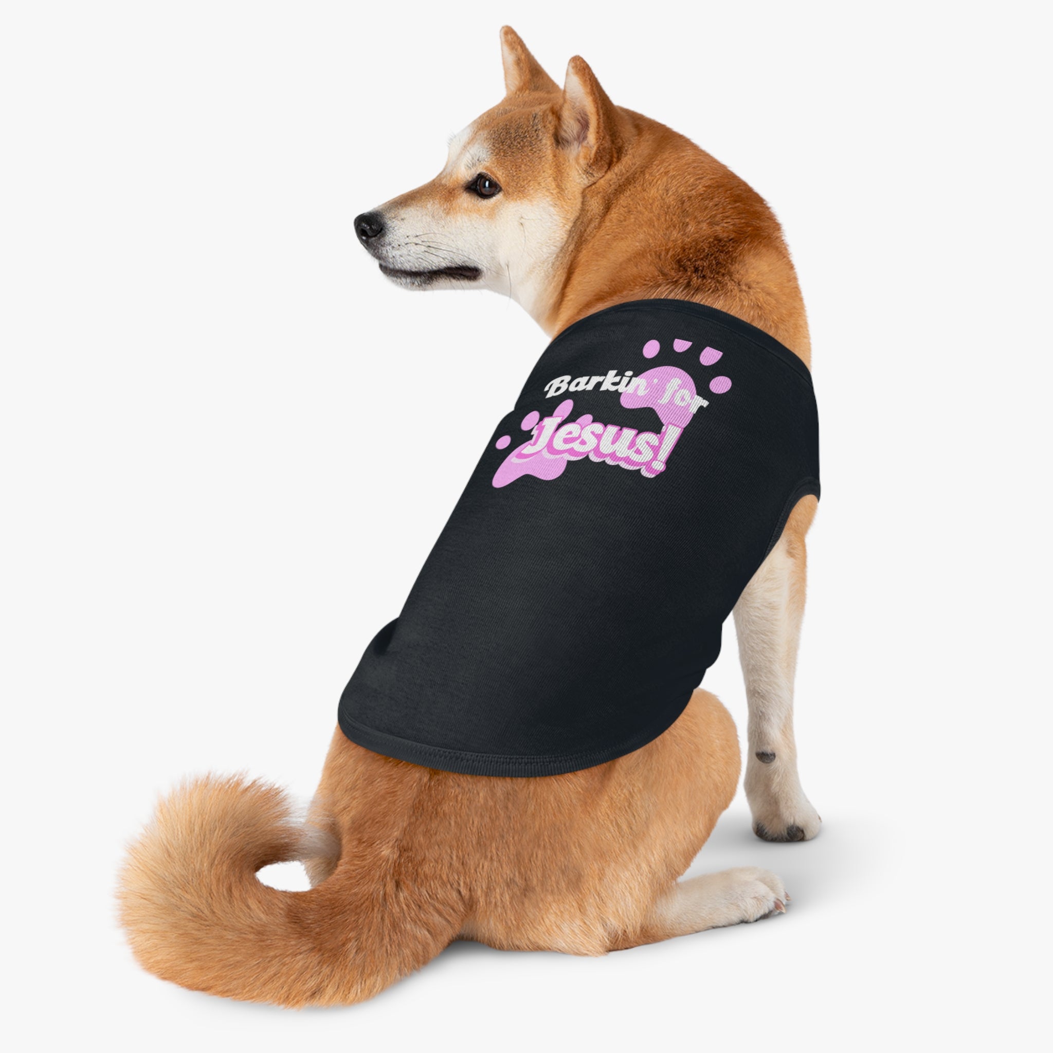 Barkin' for Jesus Pet Tank Top - Cute Dog Shirt, Christian Dog Apparel, Pet Gift for Dog Lovers, Funny Pet Clothes, Religious Dog Tank. [Personalization Available]