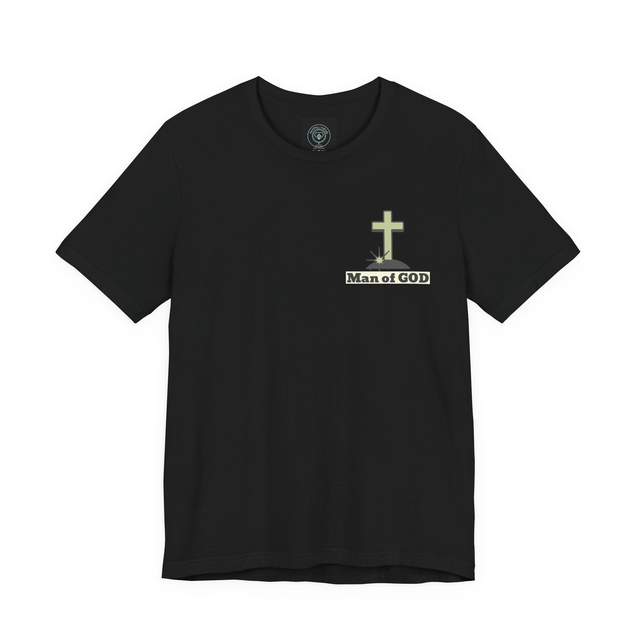 Men's Tshirt Colorful Fonts  - 1 Corinthians 16:13 Bible Verse Design. Man of God, Stand firm in the Faith