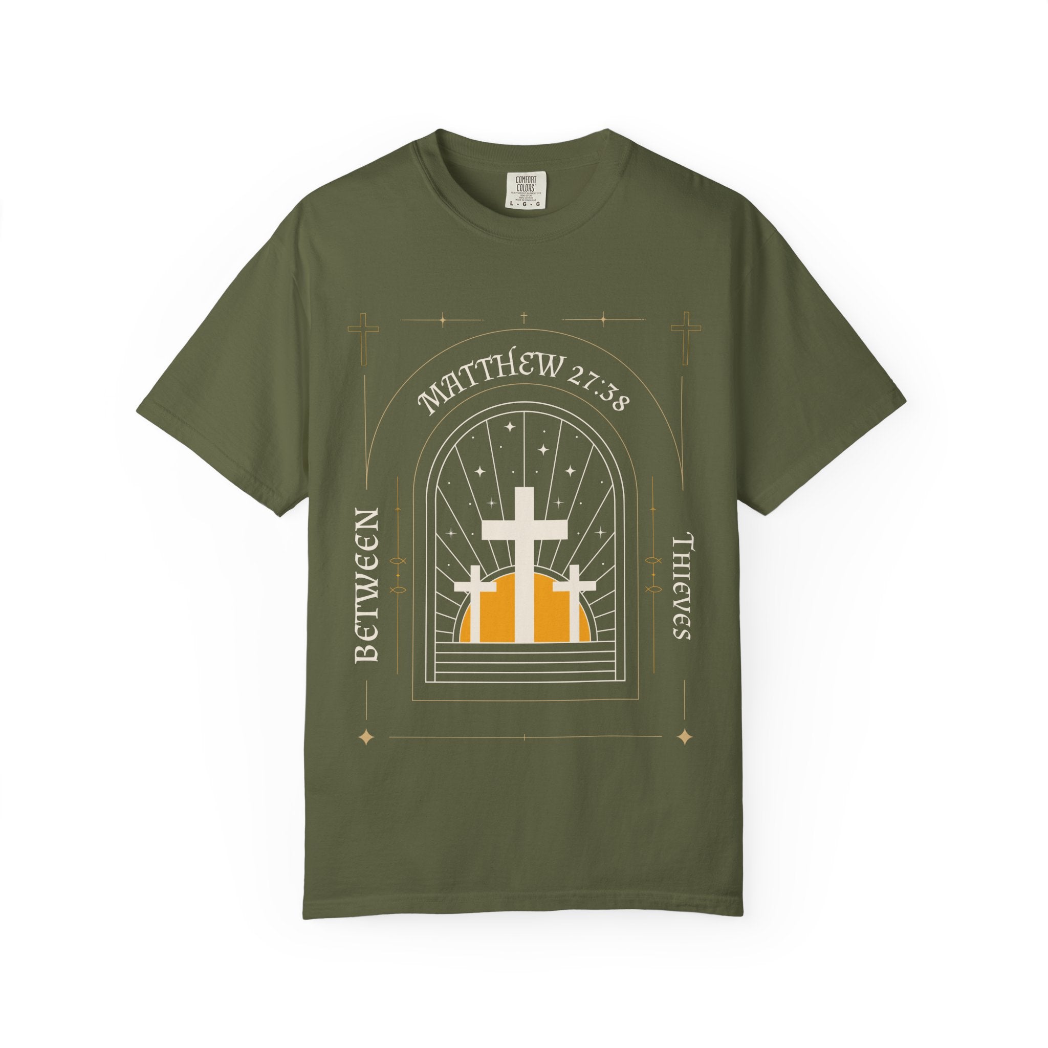 Faith-Inspired Unisex T-Shirt, Christian Graphic Tee, Inspirational Apparel, Religious Gift, Matthew 27:38, Casual Adult Wear